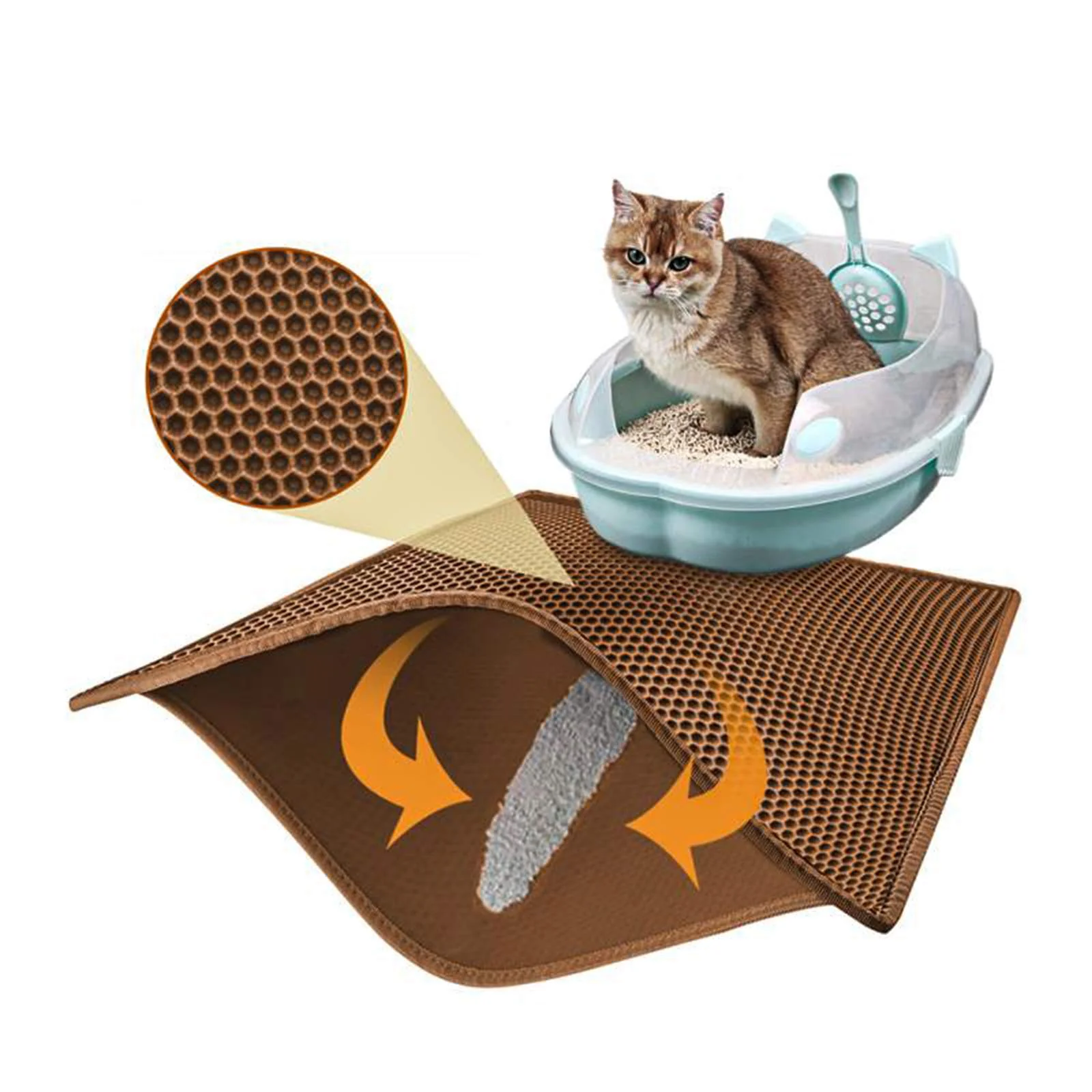 Pure Pieviev Cat Litter Mat Double Layer Waterproof Urine Proof 30×24 in Brown Comfortable