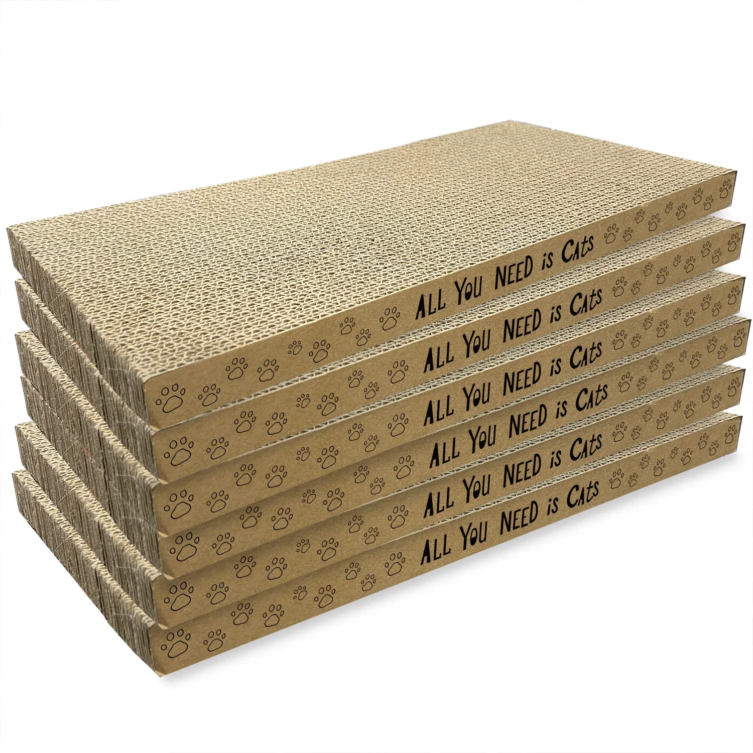 Fine Crafted AccEncyc Cardboard Cat Scratcher Pads – 6 Pack Dual-Sided Corrugated Scratching Boards 16.5 x 8.3 x 1 in Exclusive
