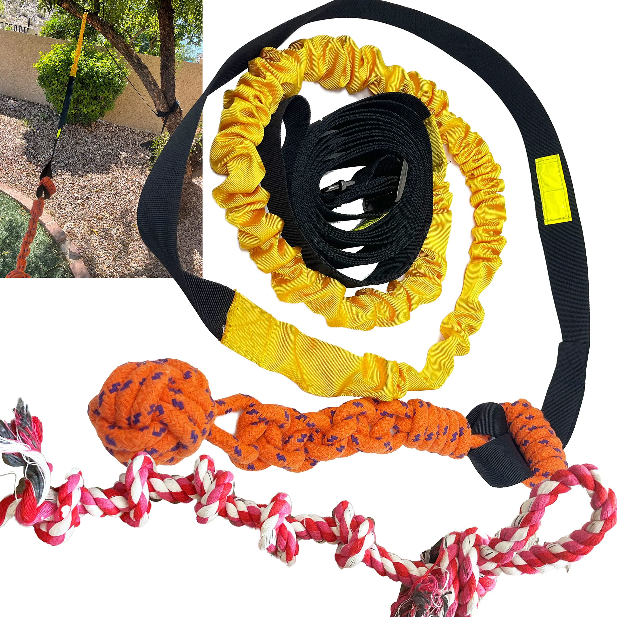 Refined Jalousie Dog Bungee Toy 20.35 ft – Reinforced Rope with Refills Organic