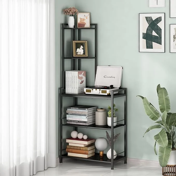 Artisan GILLAS 5 Tier Corner Shelf Stand standing Corner Shelf Unit Bookshelf Corner Table with Shelf Tall Storage Organizer Rack for Living Room Bedroom Office Black About ThisOverview Fast
