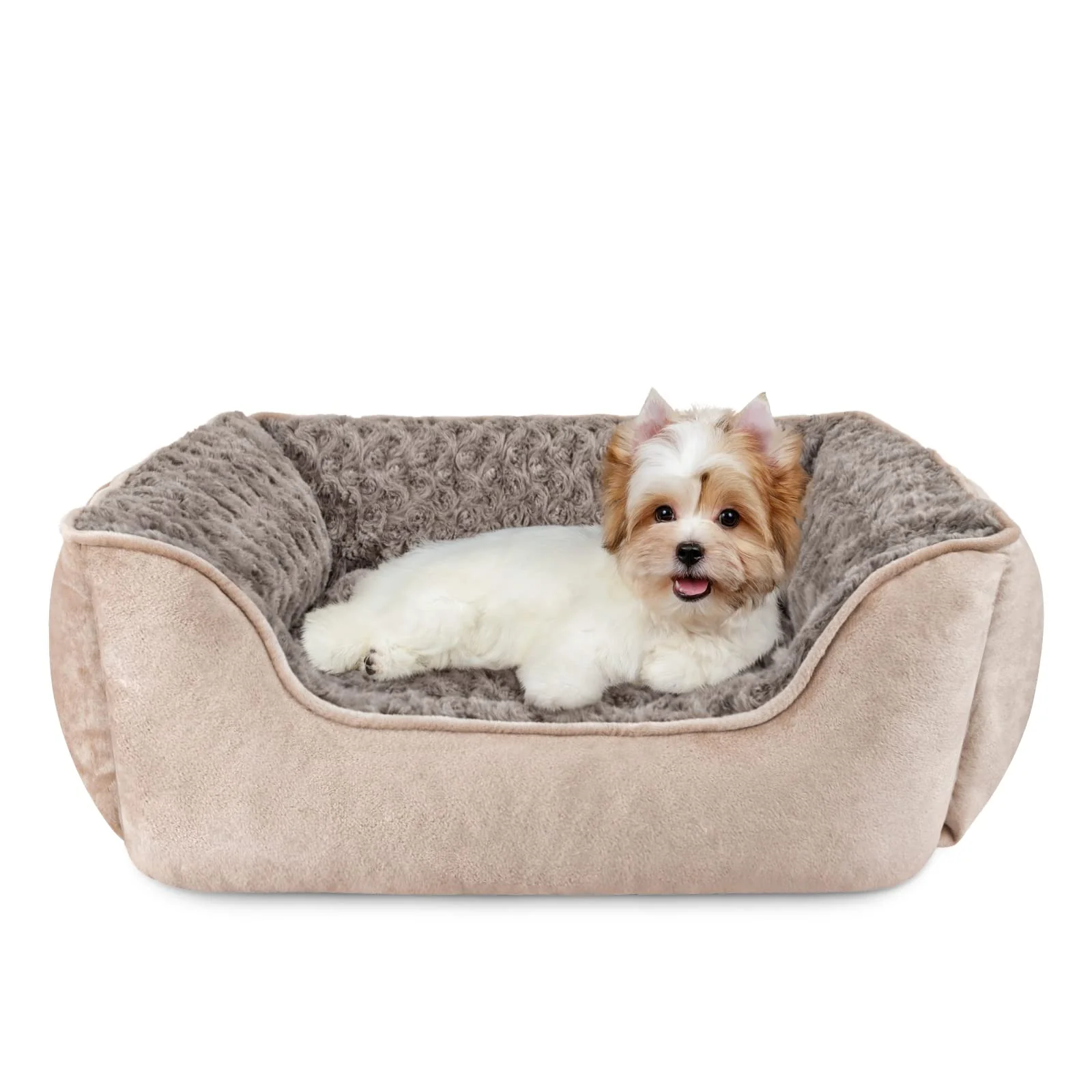 Pure JOEJOY Rectangle Dog Bed — Washable Orthopedic Sofa Bed for All Dogs Beige Sustainable