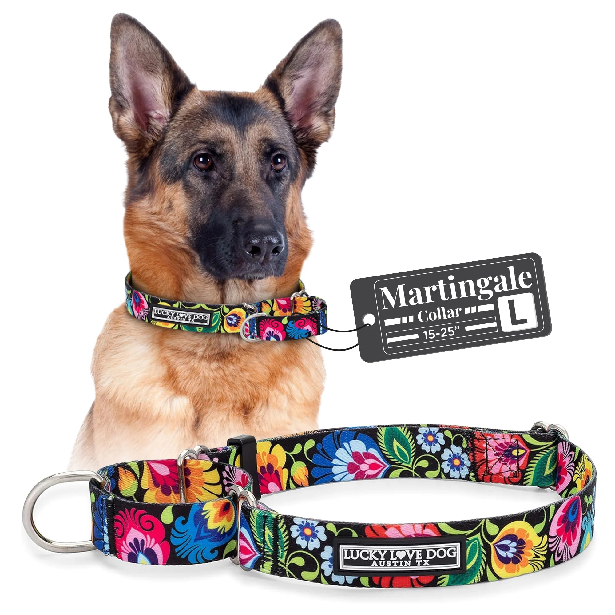 Reliable Lucky Love Dog Martingale Collar – Adjustable No-Slip Durable Soft Webbing Blackbird Large Outstanding