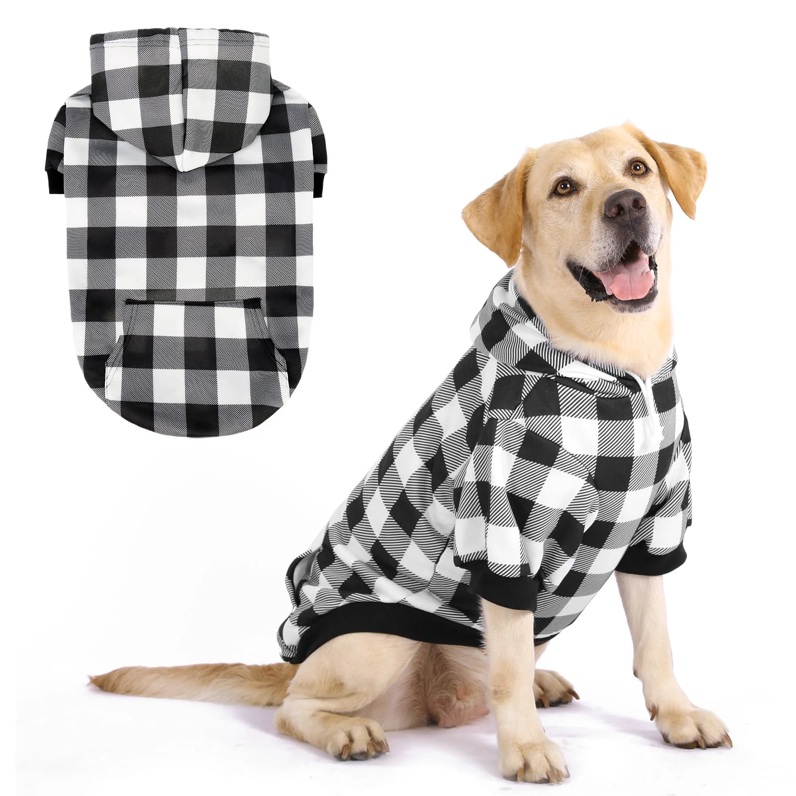 Proven KOOLTAIL Plaid Dog Hoodie with Pocket — Soft Fleece Winter Coat for Small to XXL Dogs Optimized