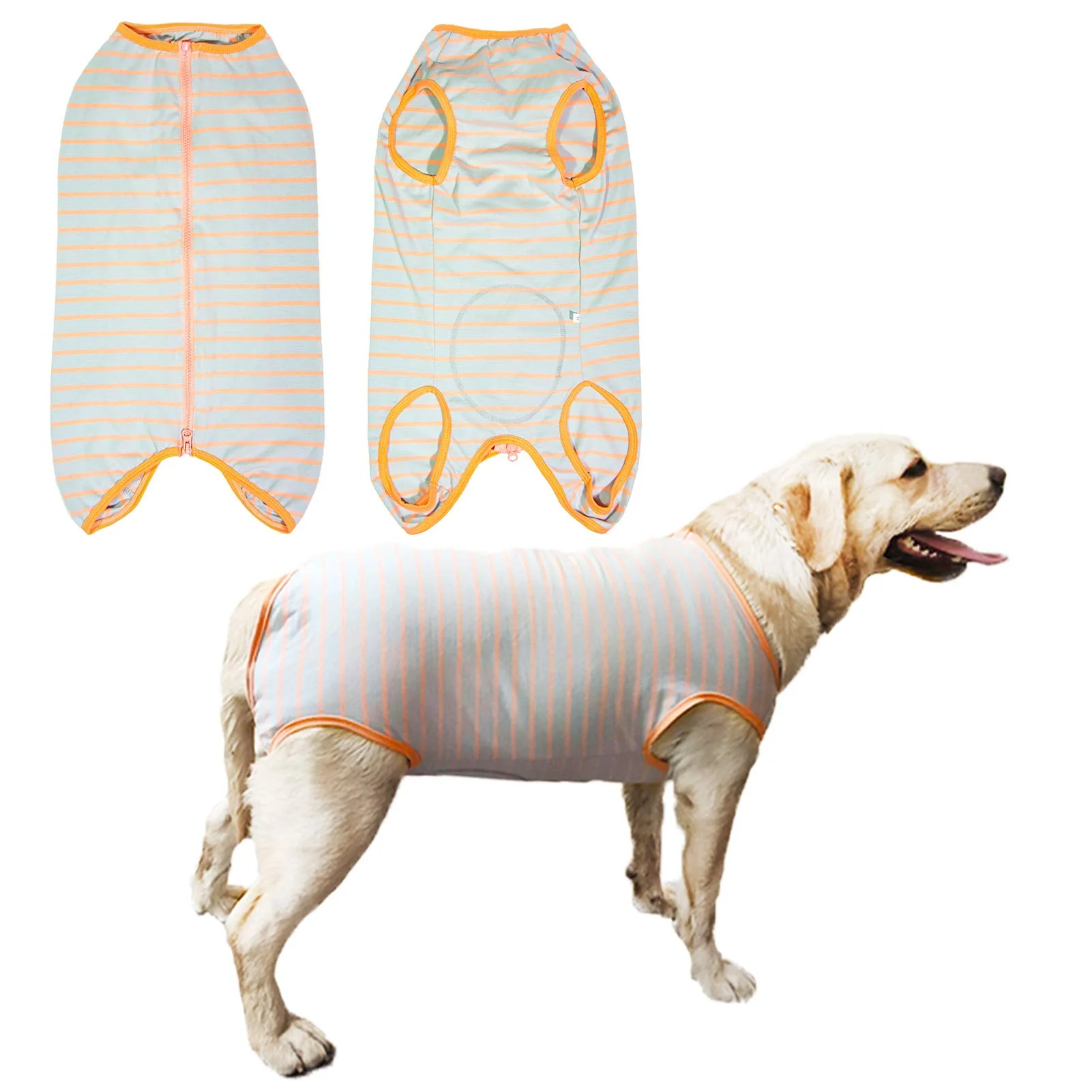 Official Kukaster Pet Dog Recovery Suit – Post-Surgery Shirt Grey Orange XL E-Collar Original