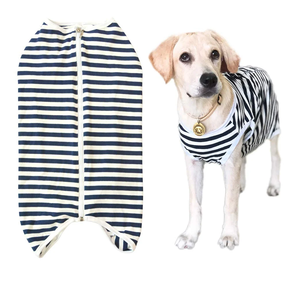 Sustainable Kukaster Pet Dog Recovery Suit Post-Surgery Shirt Navy White 3XL – E-Collar Consistent
