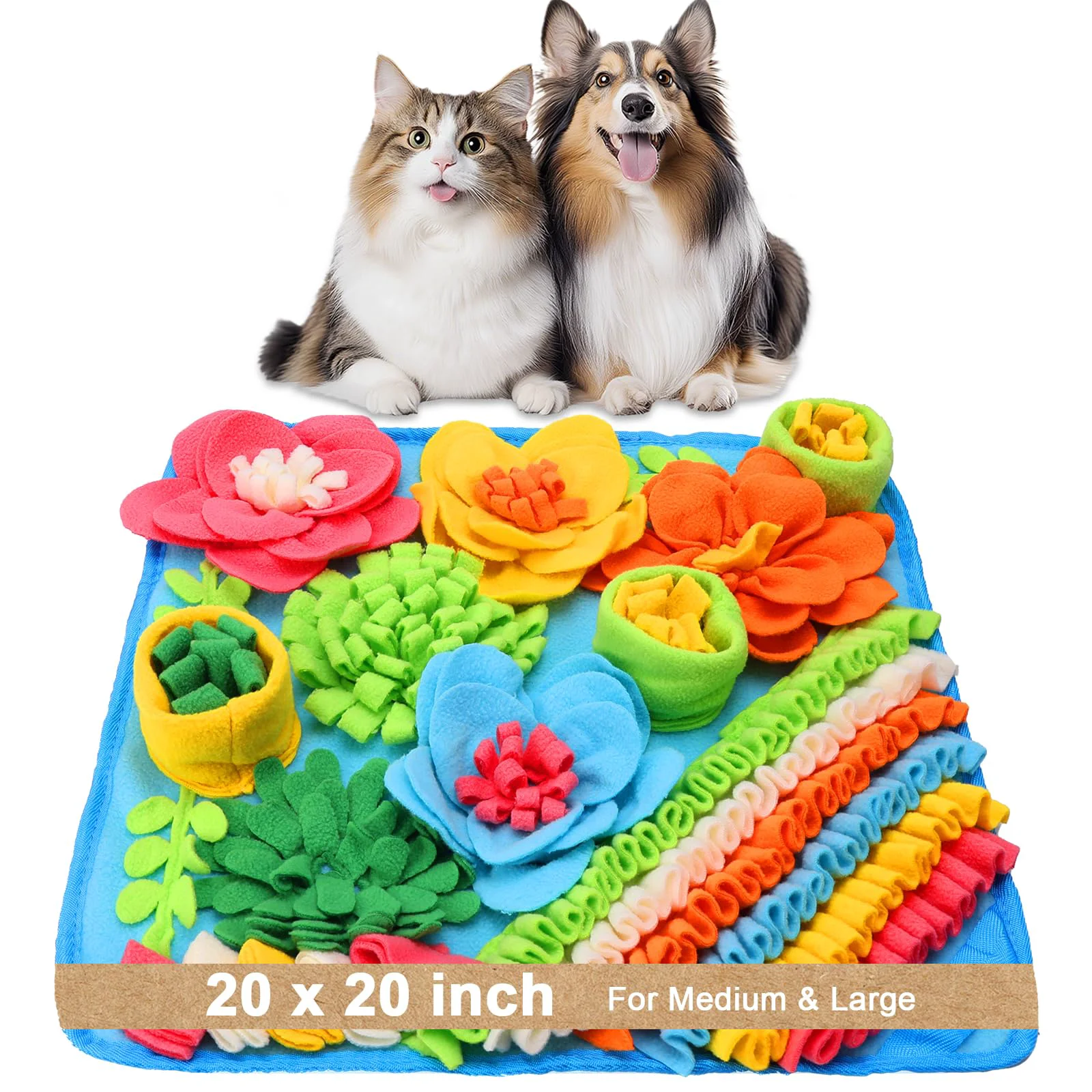 Detailed Ankilo Snuffle Mat for Dogs – 20×20 in Felt Wool Puzzle Feeding Mat Anti-Slip Slow Feed Classic