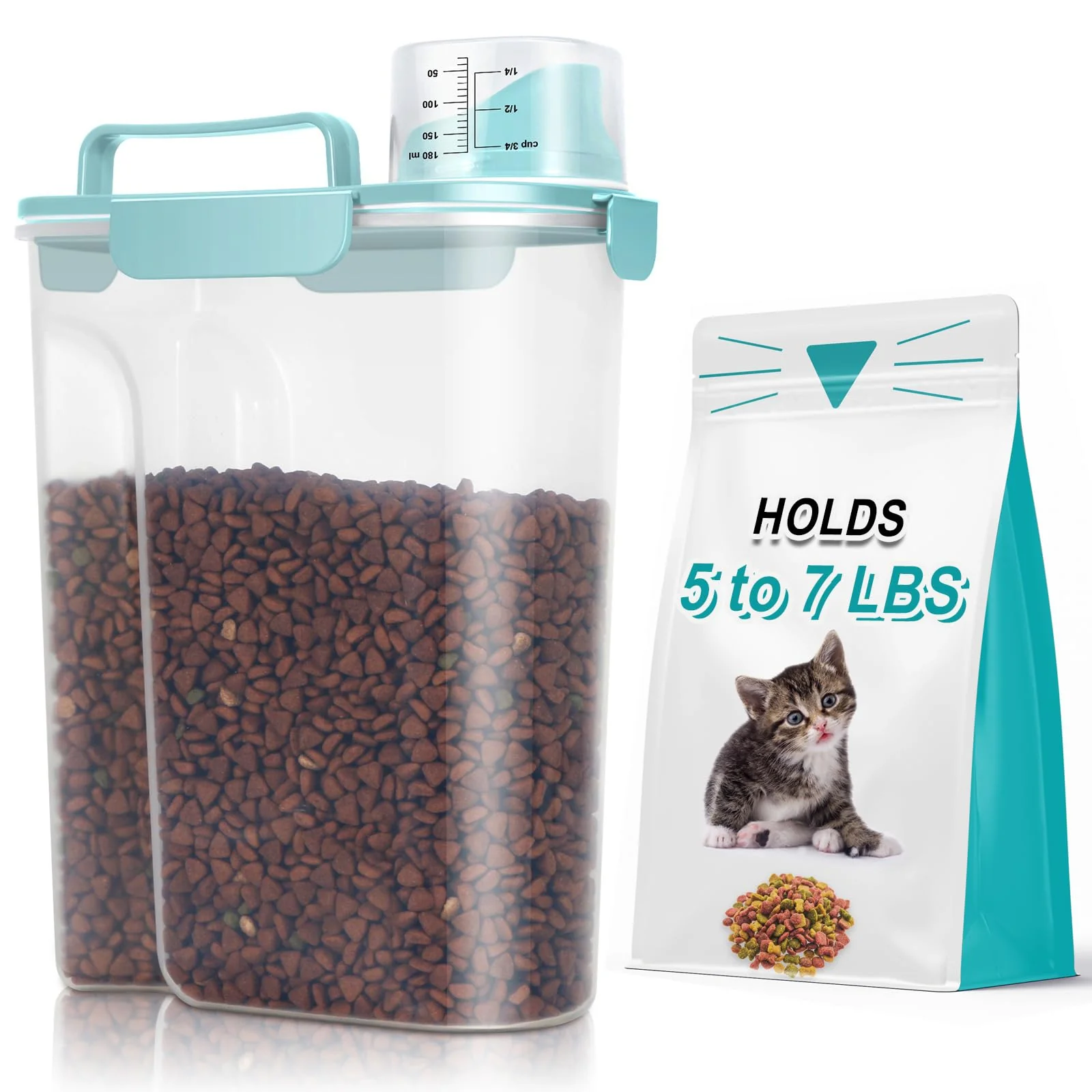 Green TBMax 6-Quart Pet Food Storage Container 5-7 lbs – Airtight Kibble Dispenser with Large Spout Soft