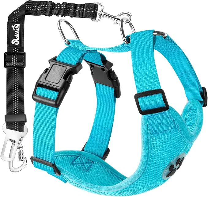 Elegant SlowTon Dog Seat Belt Harness for Car Dog Car Harness Adjustable Mesh Refined