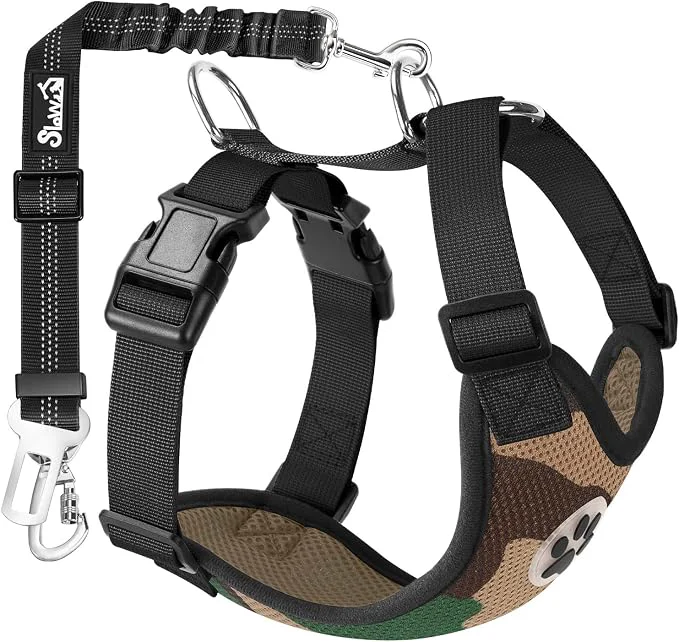 Healthy SlowTon Dog Seat Belt Harness for Car Dog Car Harness Adjustable Mesh Comfortable