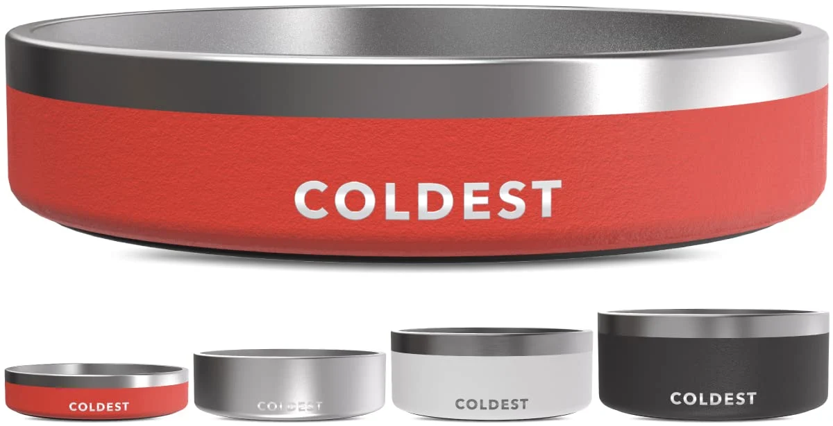 Contemporary Coldest Dog Bowl 21 oz Red – 3-Layer Insulated Stainless Anti-Slip Spill-Proof The Coldest Water Classic