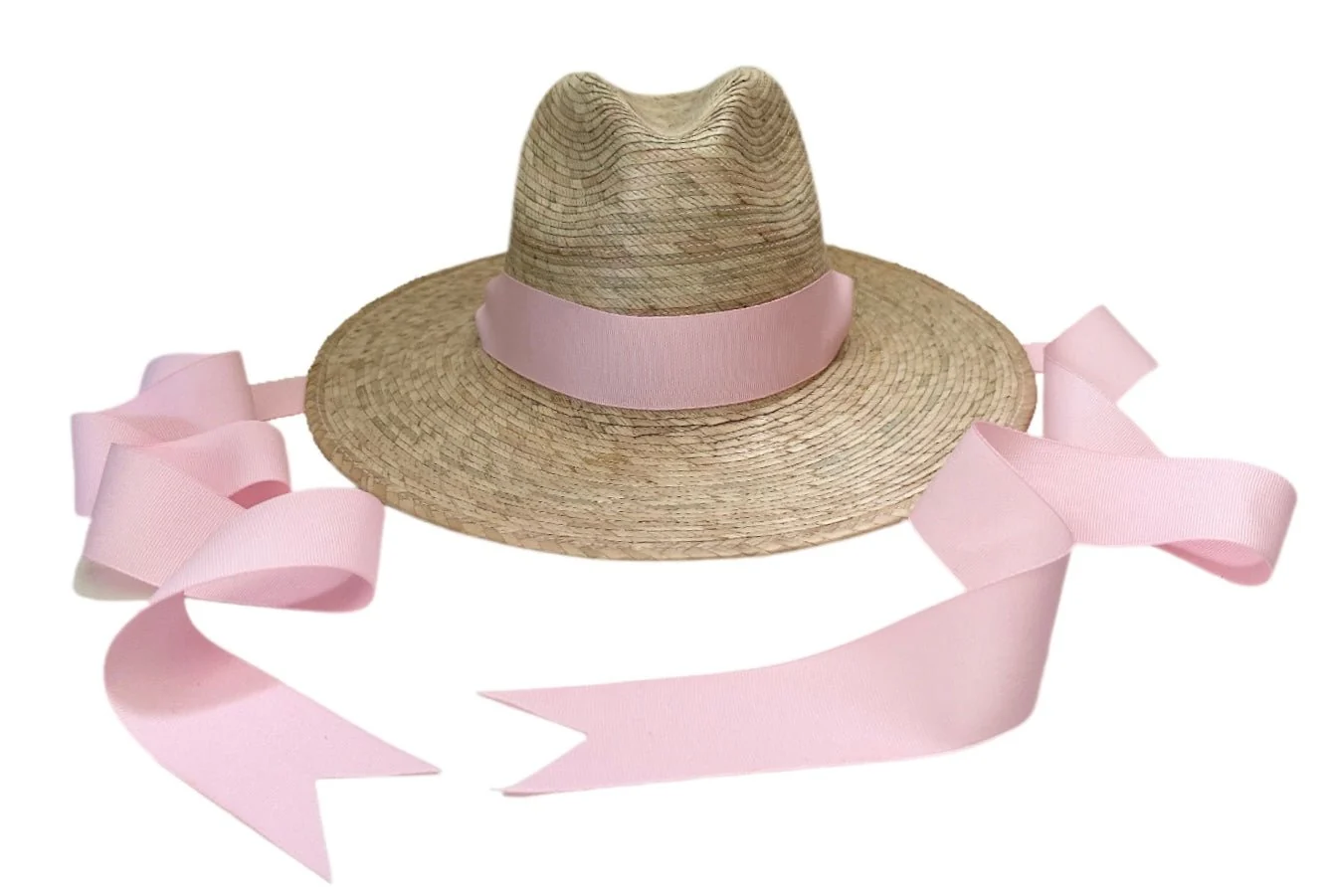 Proven Chapeau de soleil Zinnia pour petites filles 4-10 ans – Long ruban gros-grain rose pastel Fine