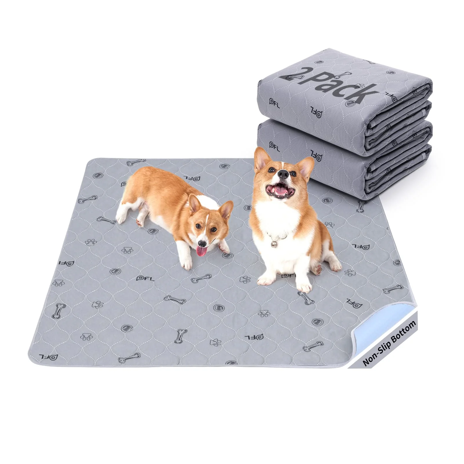 Genuine PICK FOR LIFE Washable Pee Pads for Dogs 24×36 — Absorbent Non-Slip Bone-Print Whelping Pads Consistent