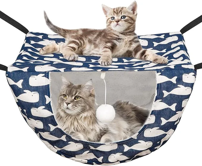 Luxury JSPYFITS Cat Cage Hammock with Ball Double Layer Hanging Adjustable Soft Pet Eco-Friendly