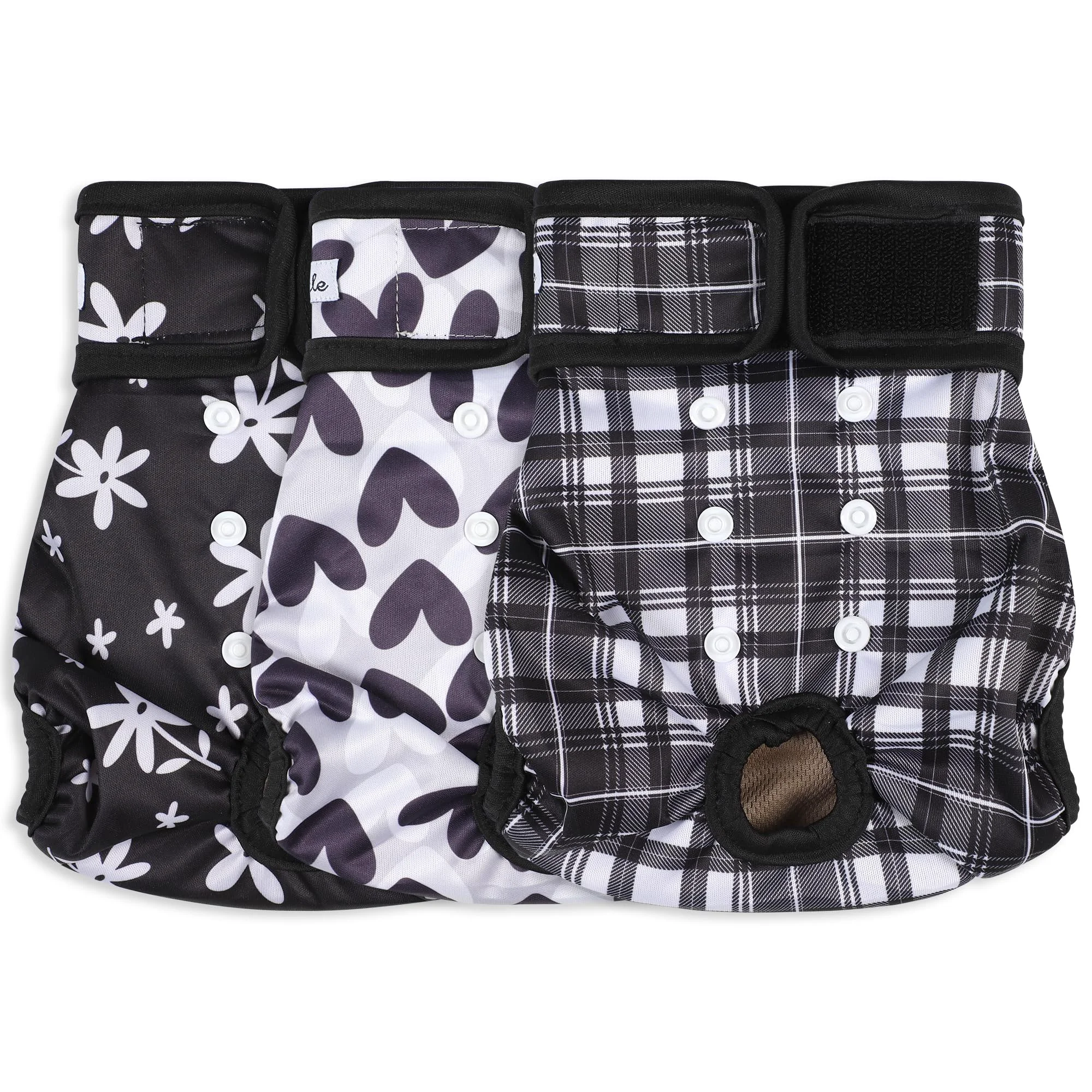 High-Performance Grecle Female Dog Diapers – Premium Reusable Highly Absorbent with Adjustable Snaps XL Black Fast