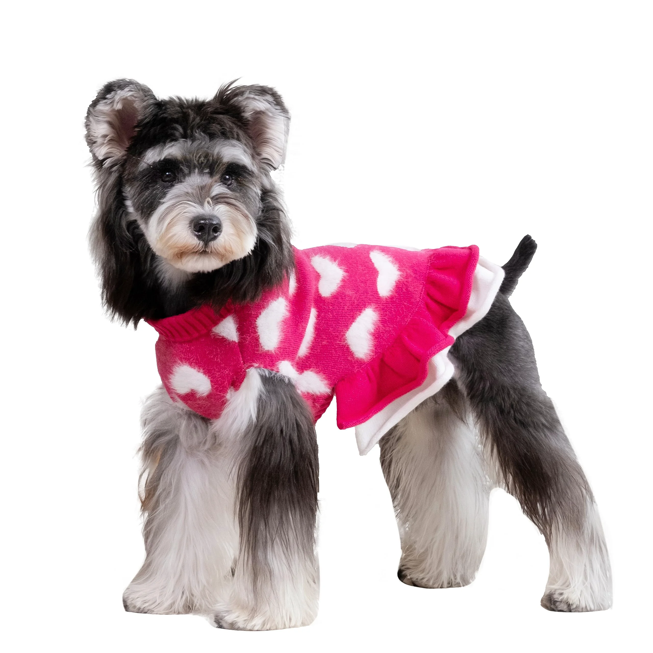 Detailed CuteBone Fancy Pink Dog Sweater Dress — Soft Stretchy Pullover for Small Dogs Professional