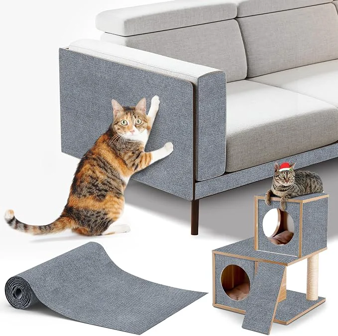 Superior Cat Scratching mat Self-Adhesive Trimmable Furniture Protector Natural