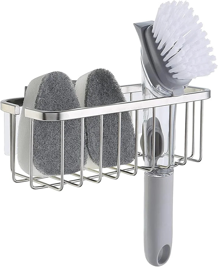 Elite SunnyPoint Rust Deluxe Kitchen Bathroom Sink Sponge Holder Organizer with Adhesive Mount – Additional Suction Cup Included – Sponge Brush NOT Included – 7.4 x 3.3 x 2.75 InchAbout ThisOverview Effective
