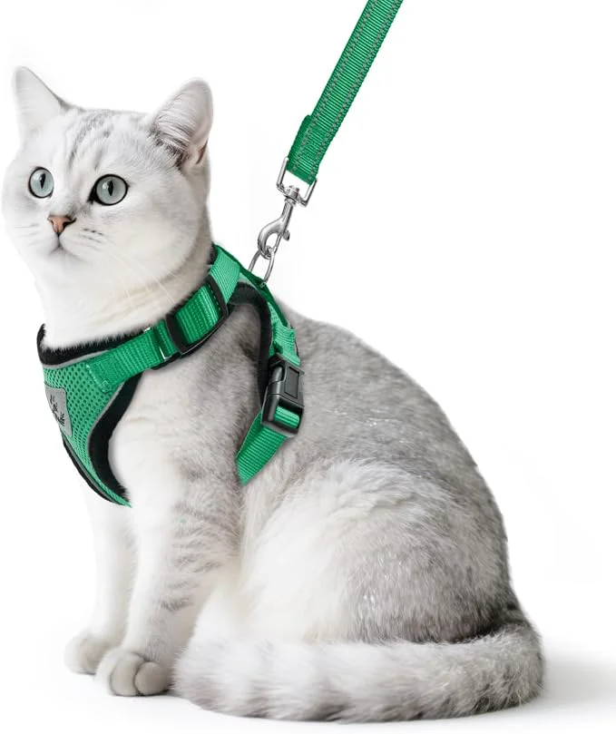 Sophisticated PUPTECK Cat Harness and Leash Set Escape Proof Reflective Cat Walking Harness Detailed