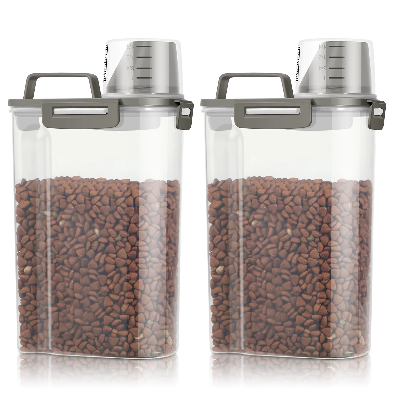 Clean Small Pet Food Storage Containers 2-Pack – 3 lb Each with Spout Airtight Lid Measuring Cup Easy-to-Use