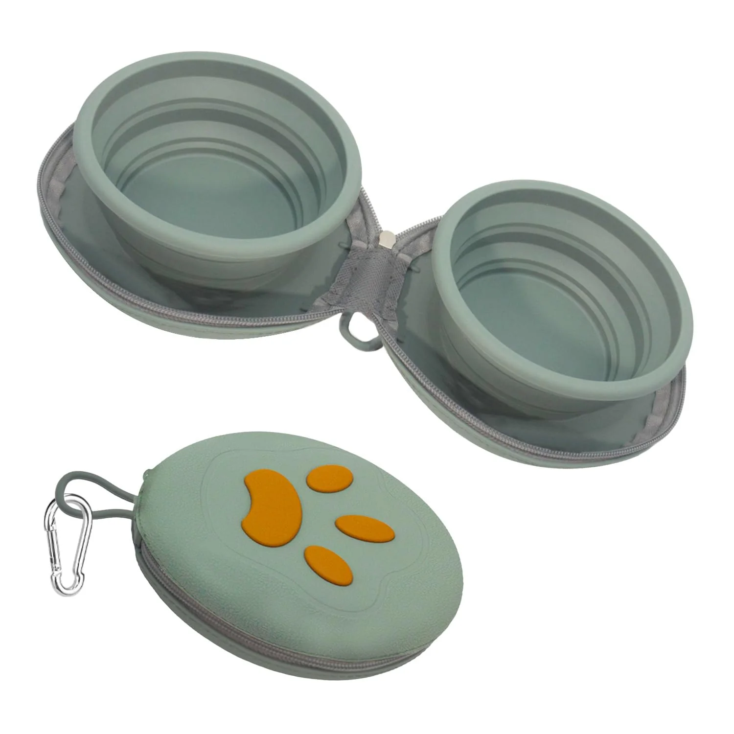 Convenient 2-in-1 Collapsible Silicone Dog Travel Bowl with Carabiner – Food Water Innovative