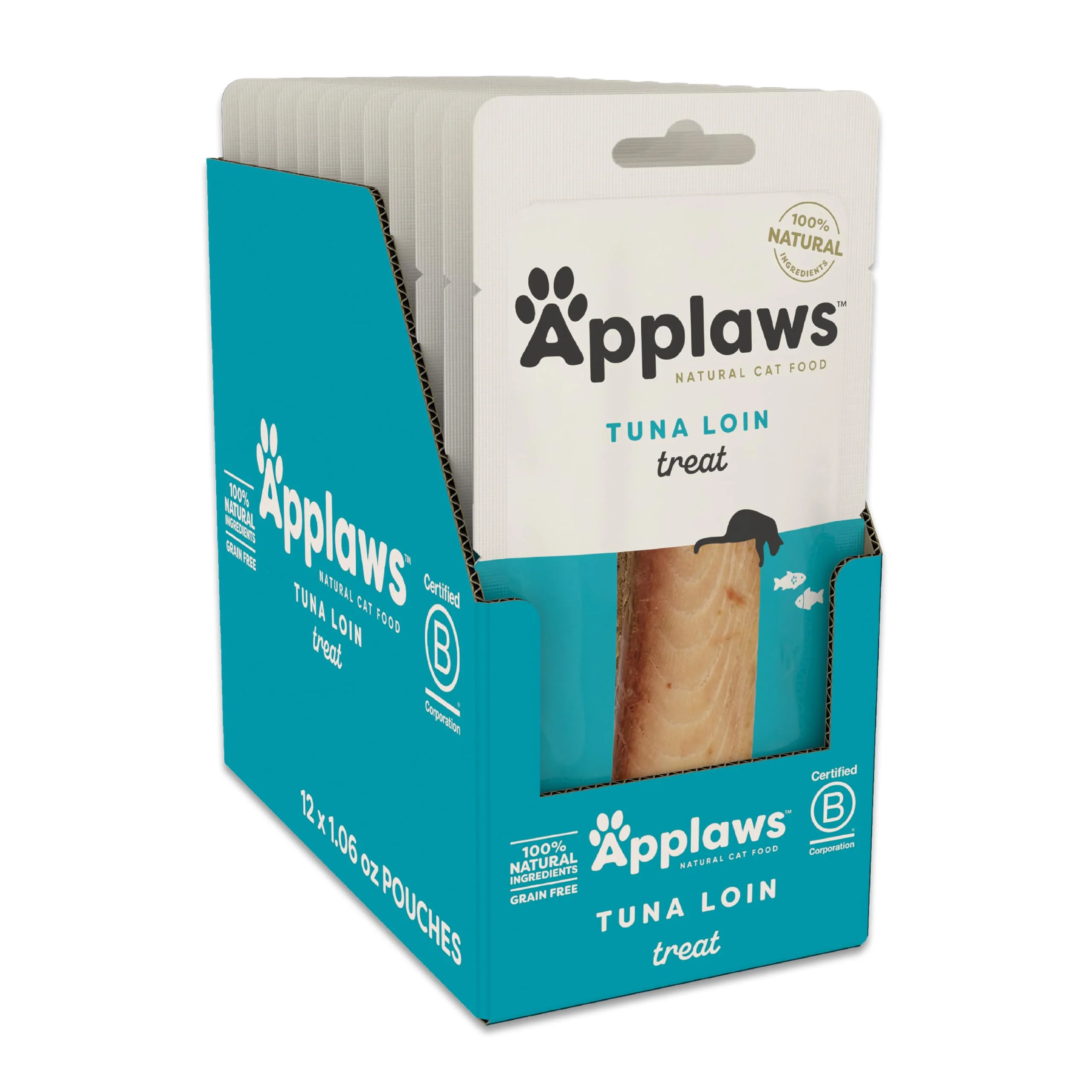 Responsible Applaws Natural Cat Treats – Whole Tuna Loin Grain- Single-Ingredient Snack 12 x 1.06 oz Secure