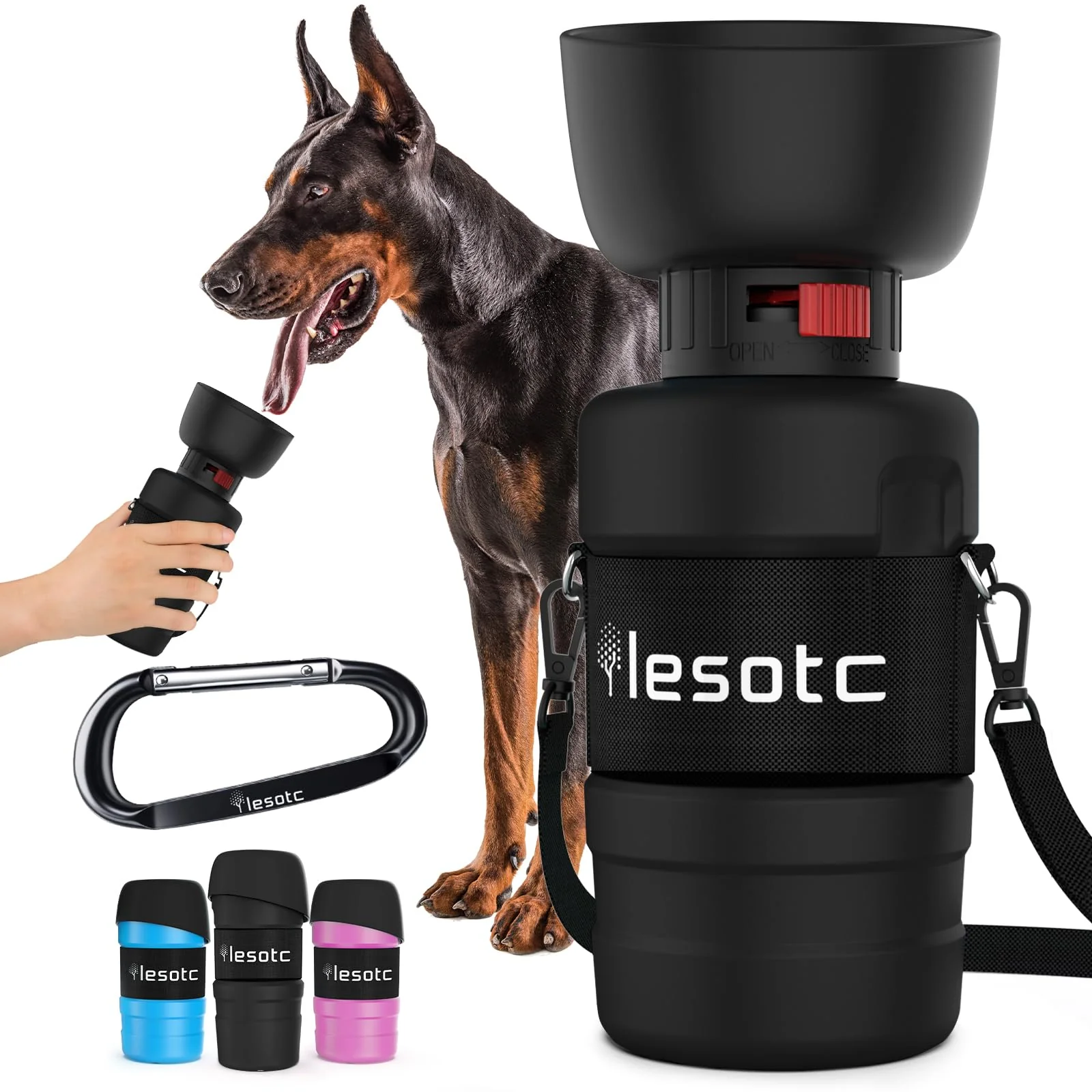 Luxury lesotc Dog Water Bottle – Portable Leak-Proof Travel Dispenser with Bowl 28oz Optimized