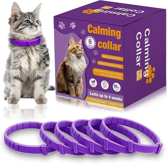 Smart Aurevoen Cat Calming Collar – 6-Pack Adjustable 15-Inch Pheromone Collars for Stress Anxiety Relief Verified