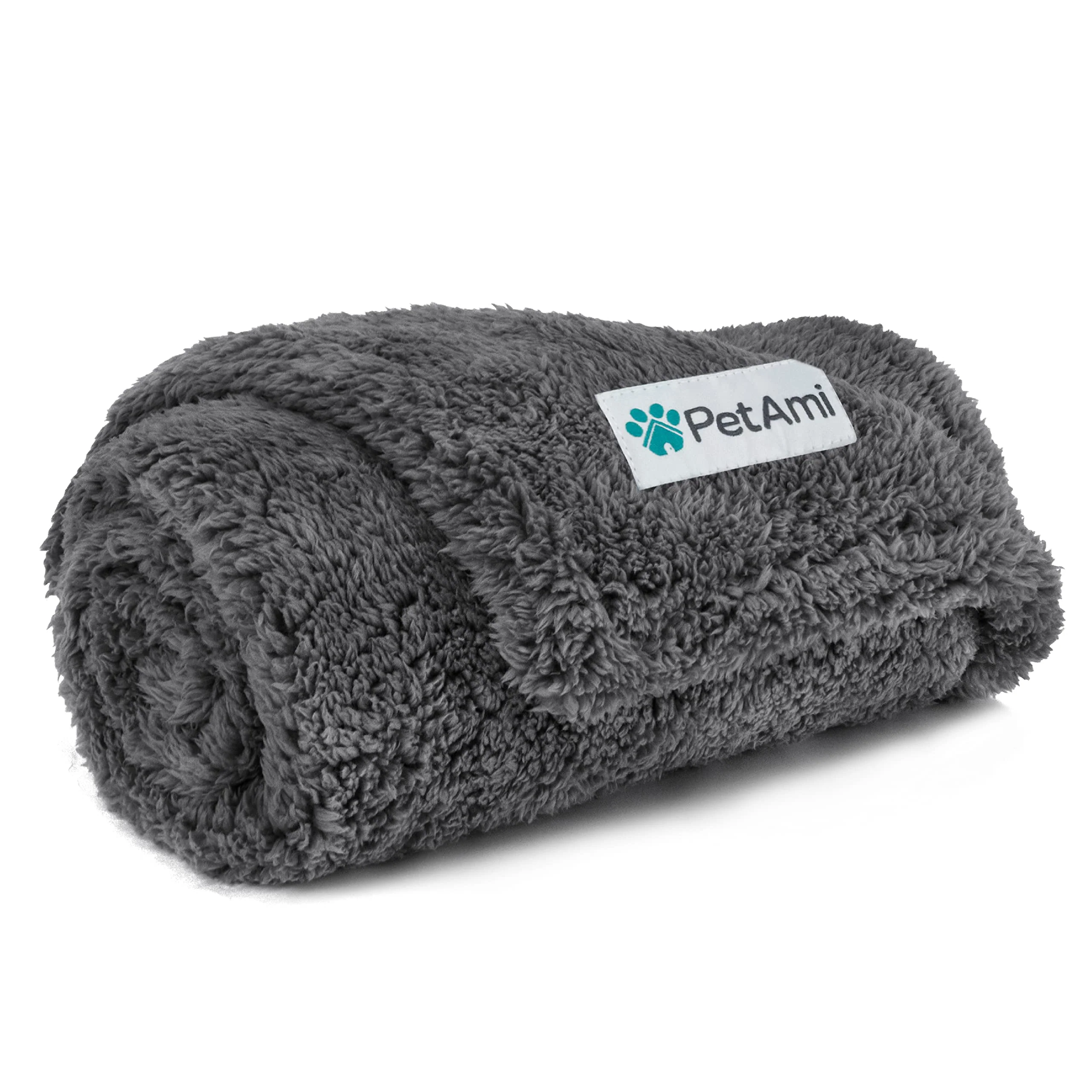 Minimalist PetAmi Fluffy Waterproof Dog Blanket for Small Medium Dogs – Reversible Sherpa Throw Grey 29×40 Fine Crafted