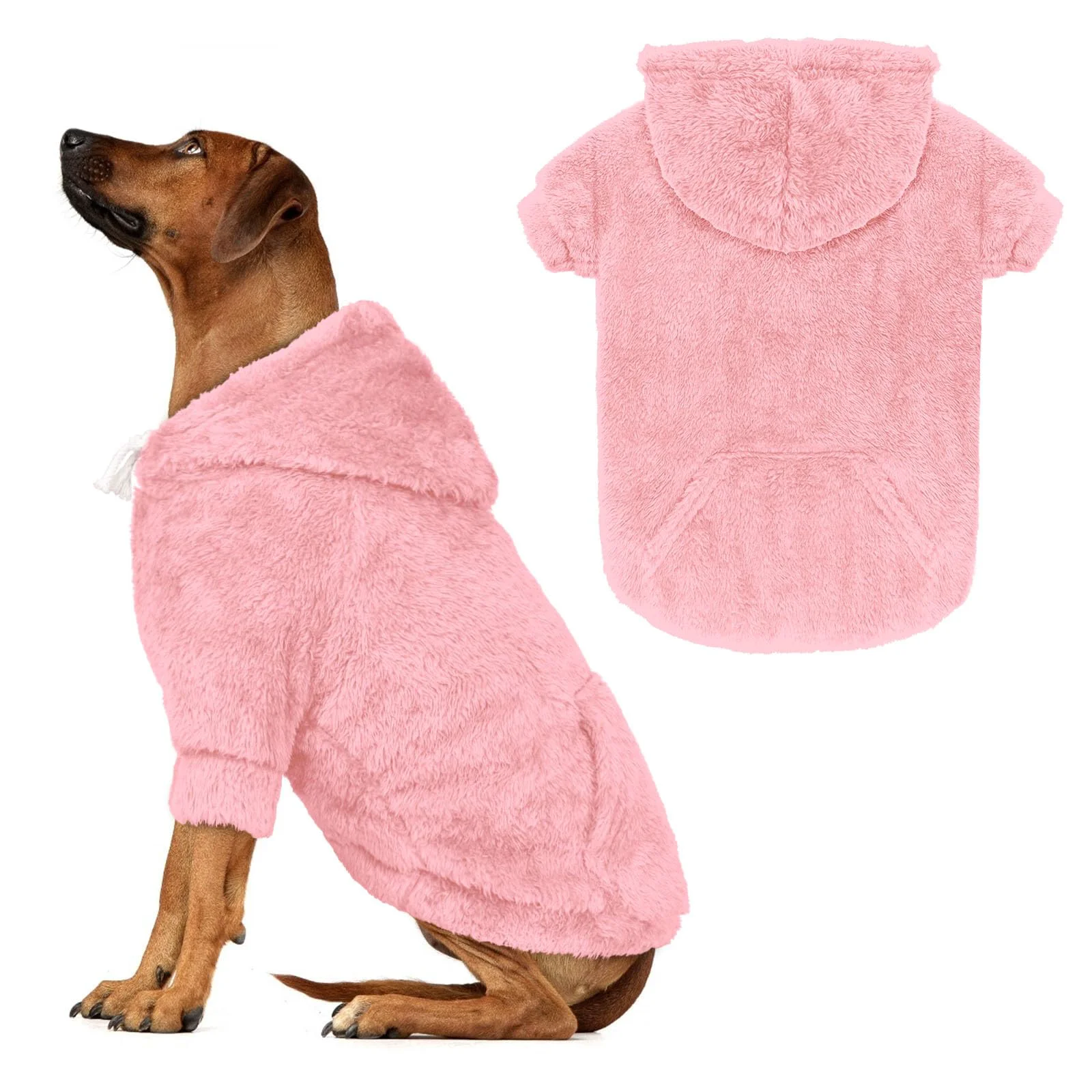 Effective Waoduld 5XL Dog Sweaters for Large Dogs Pink Fleece Hoodie with Pocket Efficient