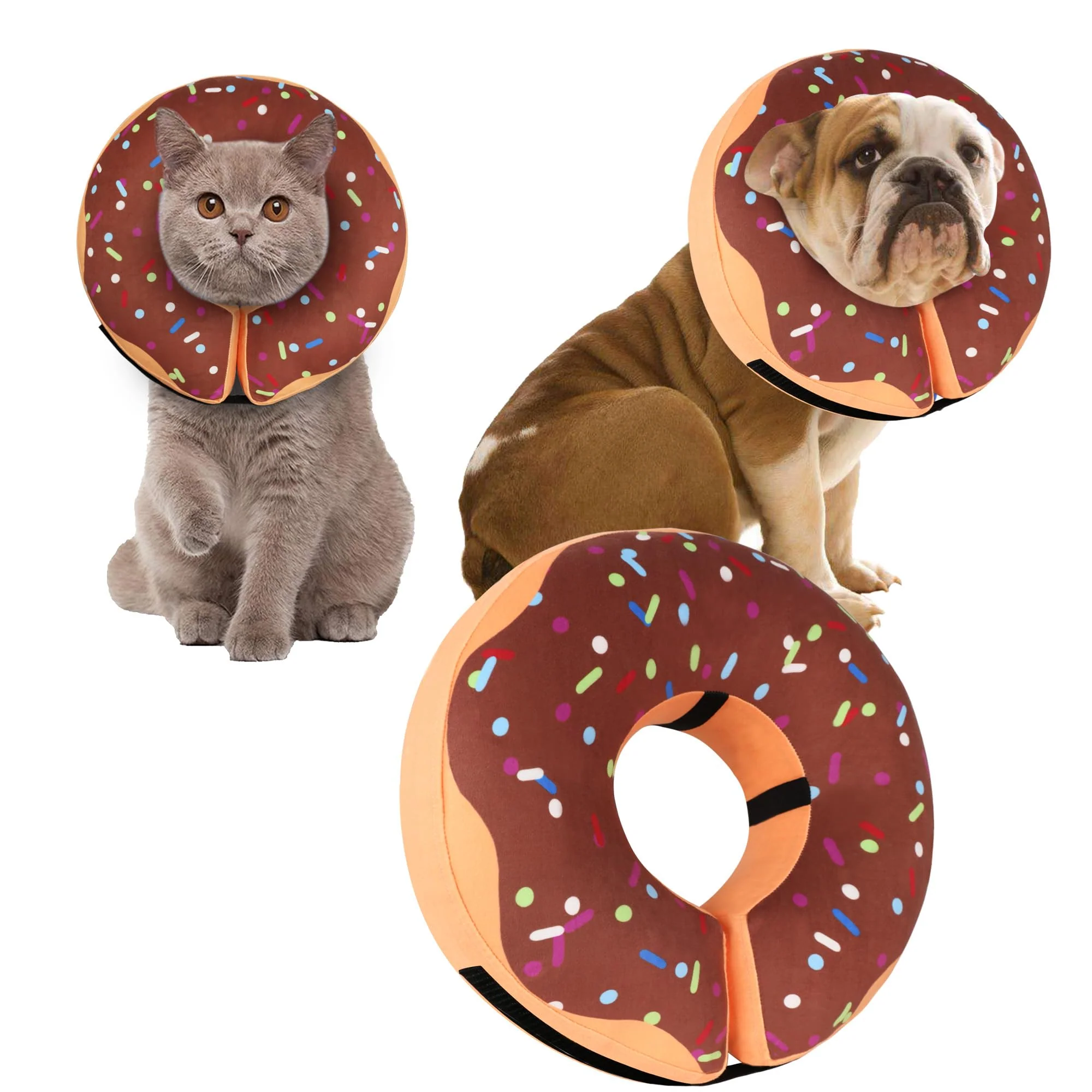 Smooth Cneo Recovery Donut Collar – Inflatable Soft Cone for Dogs Cats Brown X-Large Verified