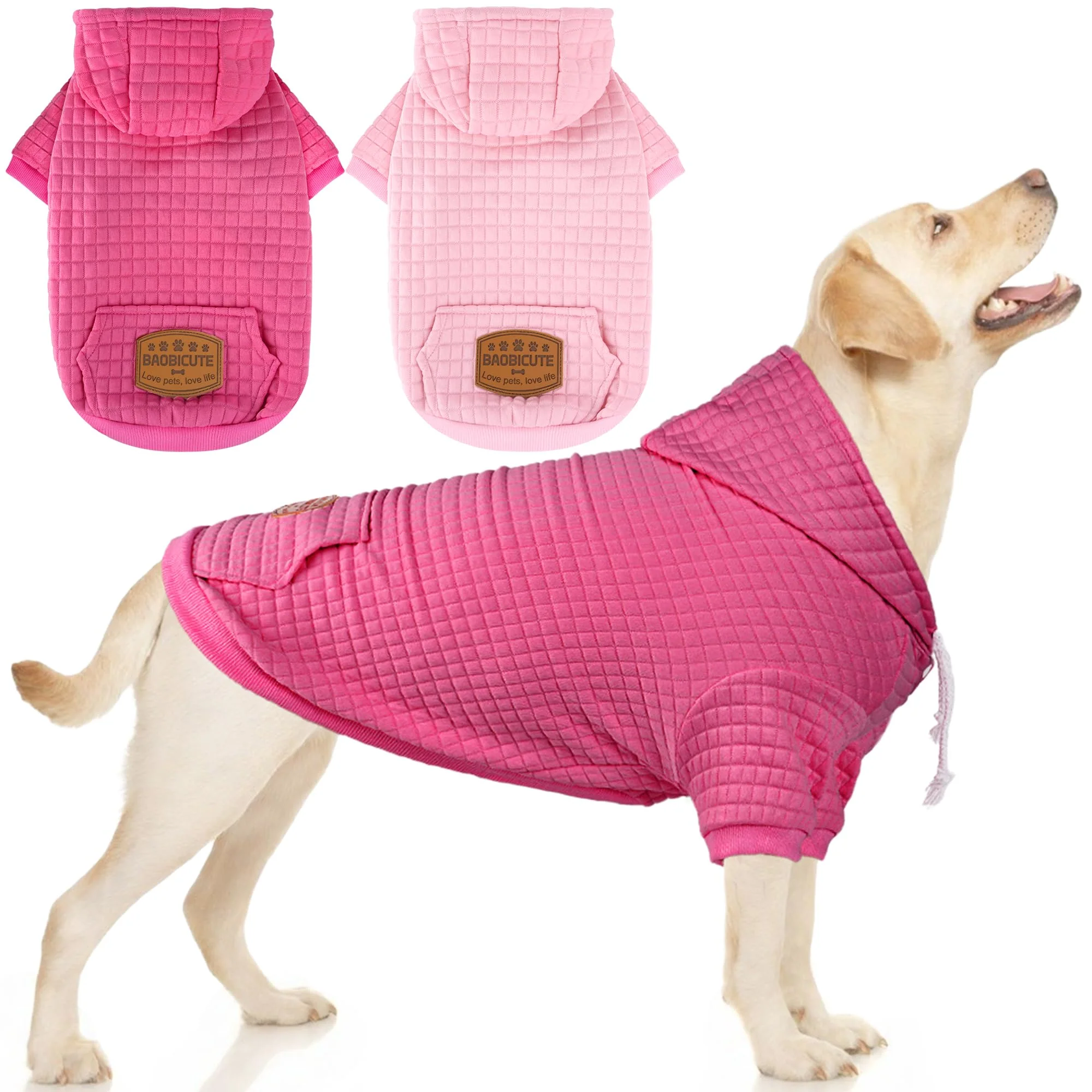 Reusable BAOBICUTE 2 Pack Dog Hoodie Sweaters – Soft Waffle Knit XL Rose Pink Practical