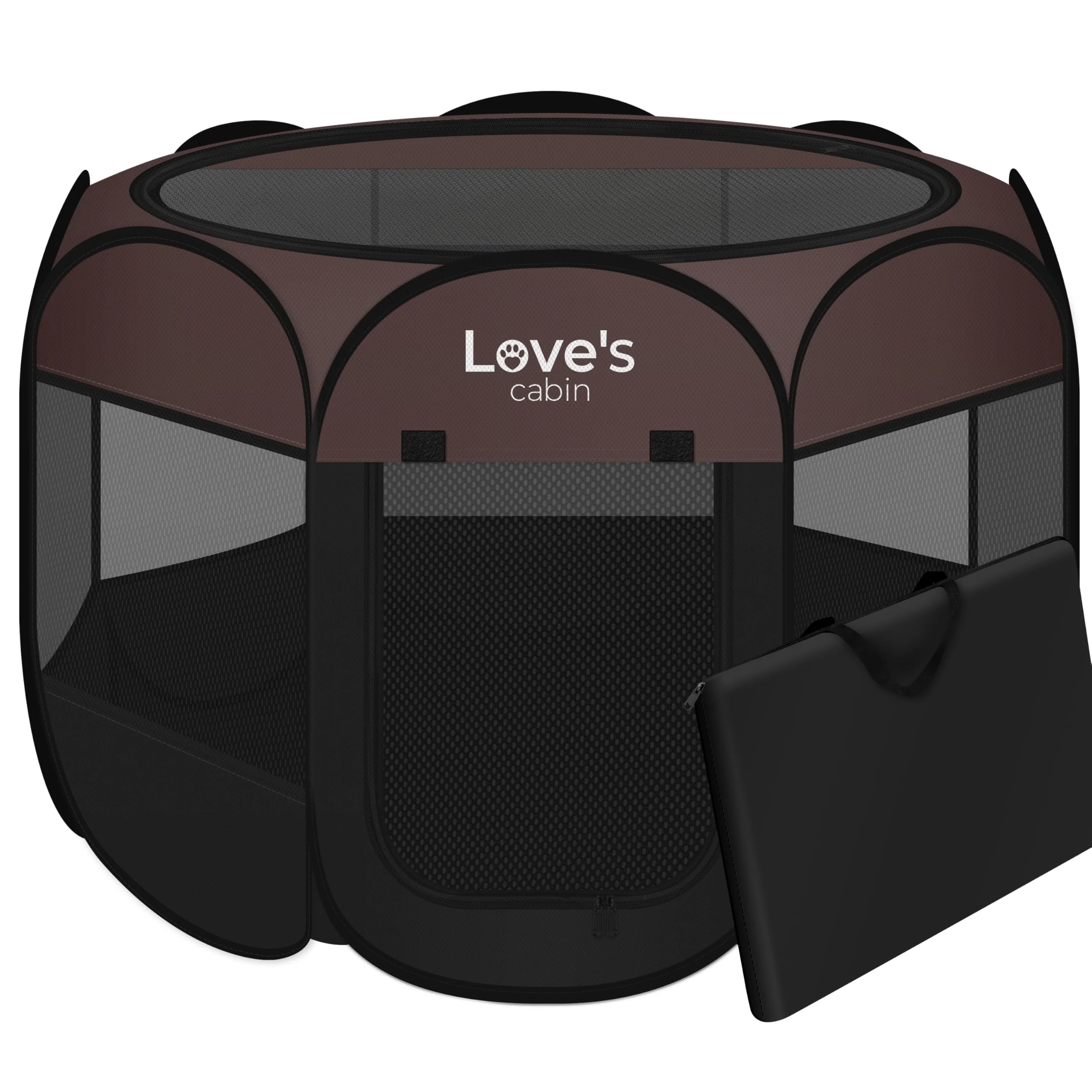 Elite Love’s cabin Pet Playpen Brown – Foldable Indoor Outdoor Kennel for Small Dogs Cats Long-Lasting