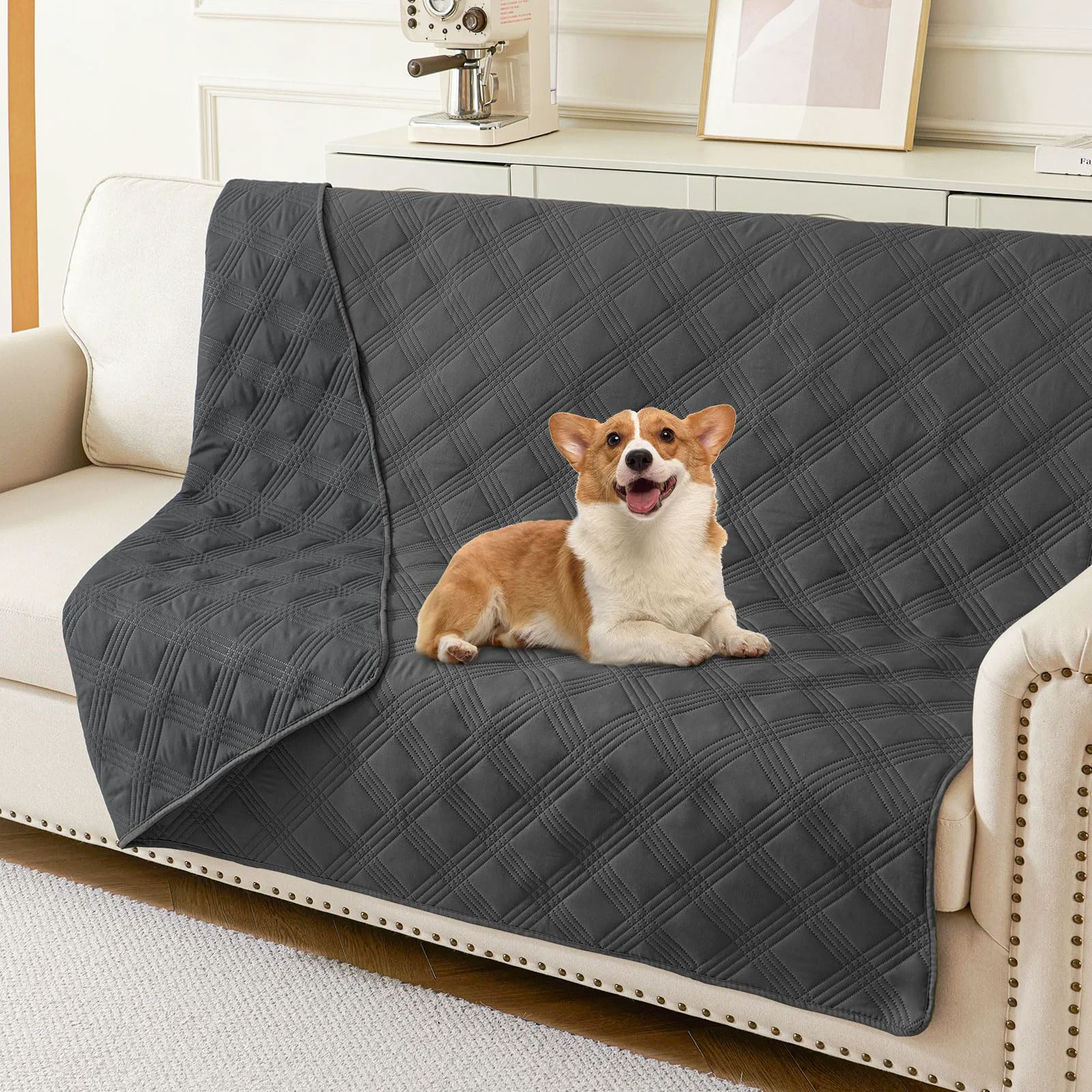Versatile hyha Waterproof Dog Blanket 52×82 — Reversible Sofa Cover Pet Bed Protector Dark Grey Refined