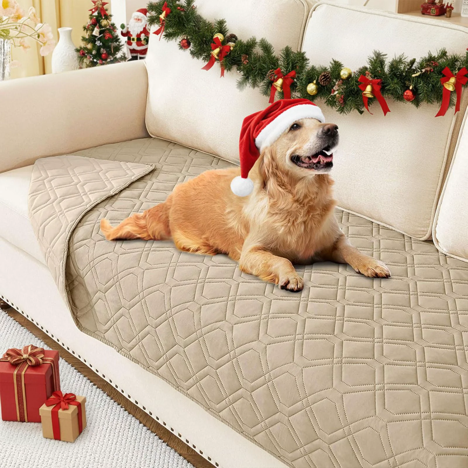 Smart hyha Waterproof Dog Bed Blanket – Reversible Washable Couch Cover for Dogs 30×70 Taupe Organic