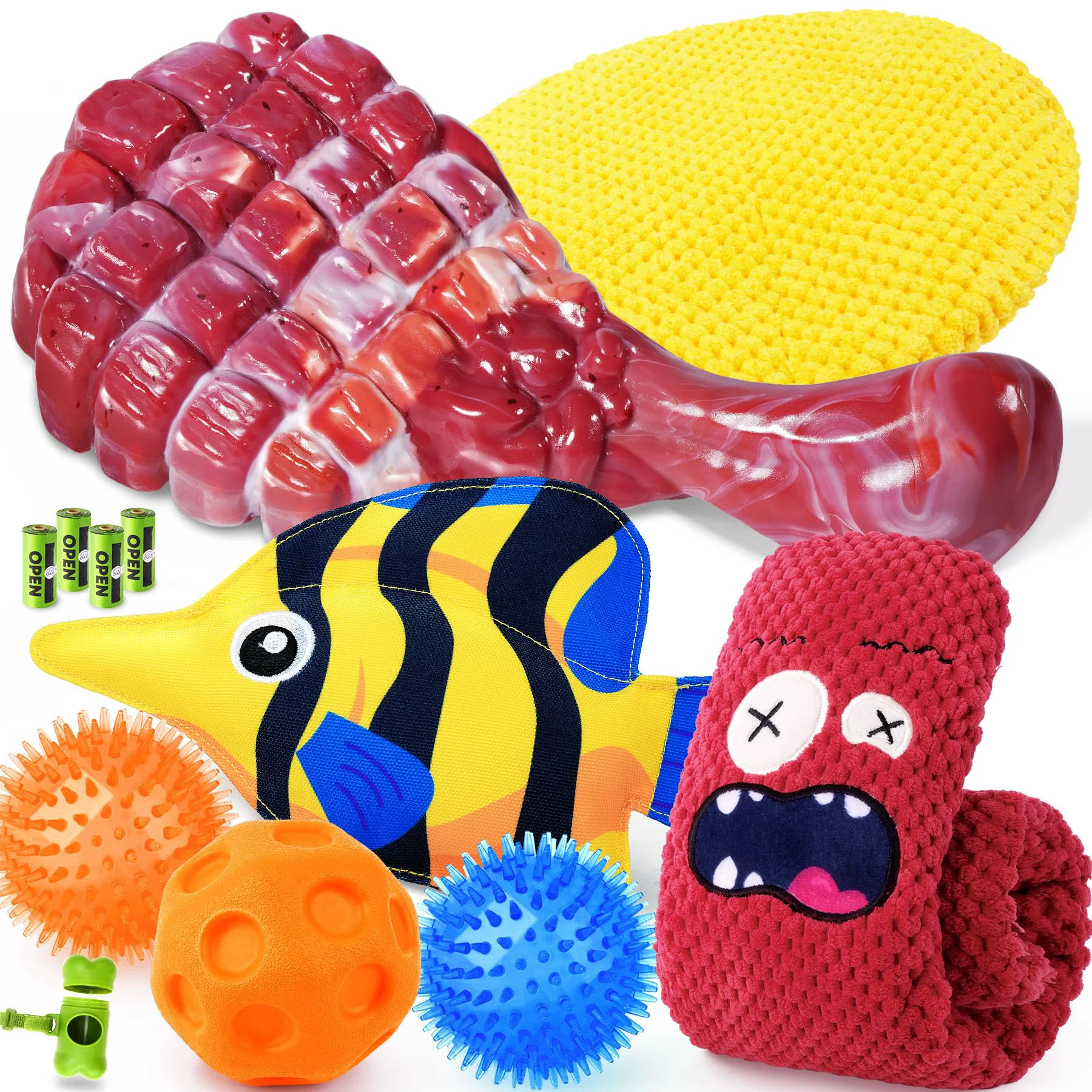 Safe KIPRITII 12-Pack Large Dog Chew Toys for Aggressive Chewers – Durable Multi-Toy Set Secure