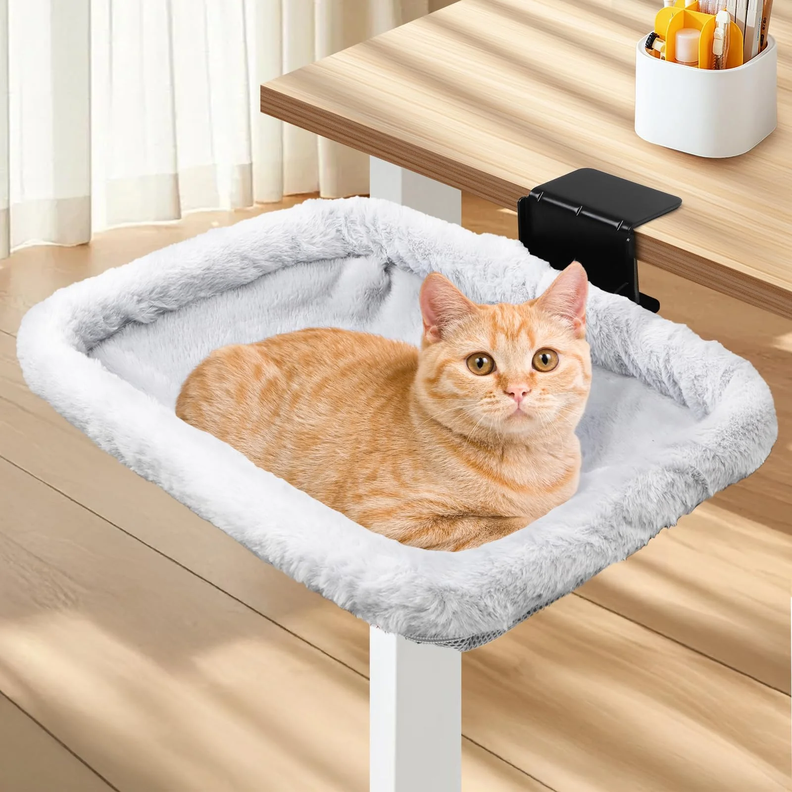 Effective Lilyang Cat Desk Bed – Secure Double-Clamp Cat Hammock for Home Office 50 lb Capacity Sophisticated