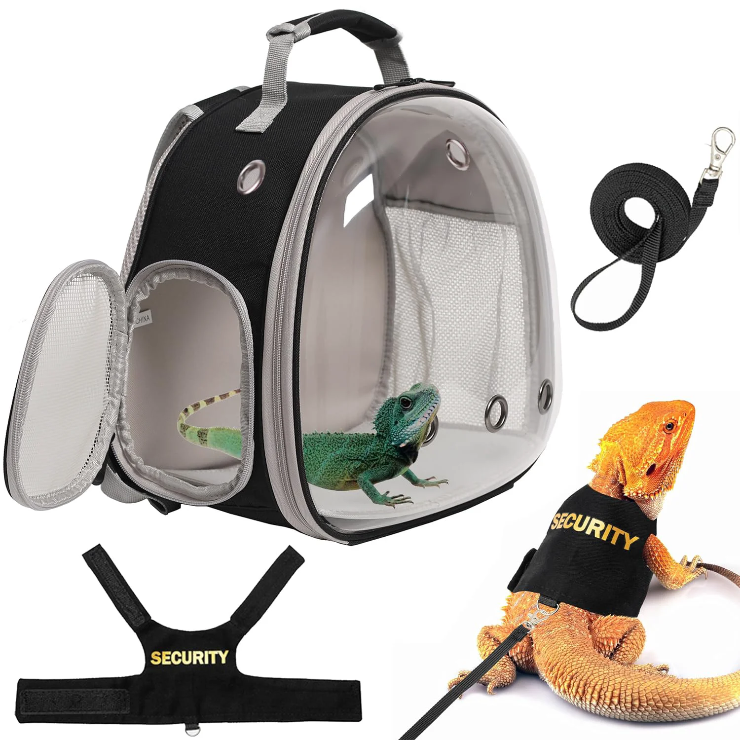 Stylish halinfer Bearded Dragon Carrier Backpack with Security Harness Leash Space Capsule Travel Carrier Effective