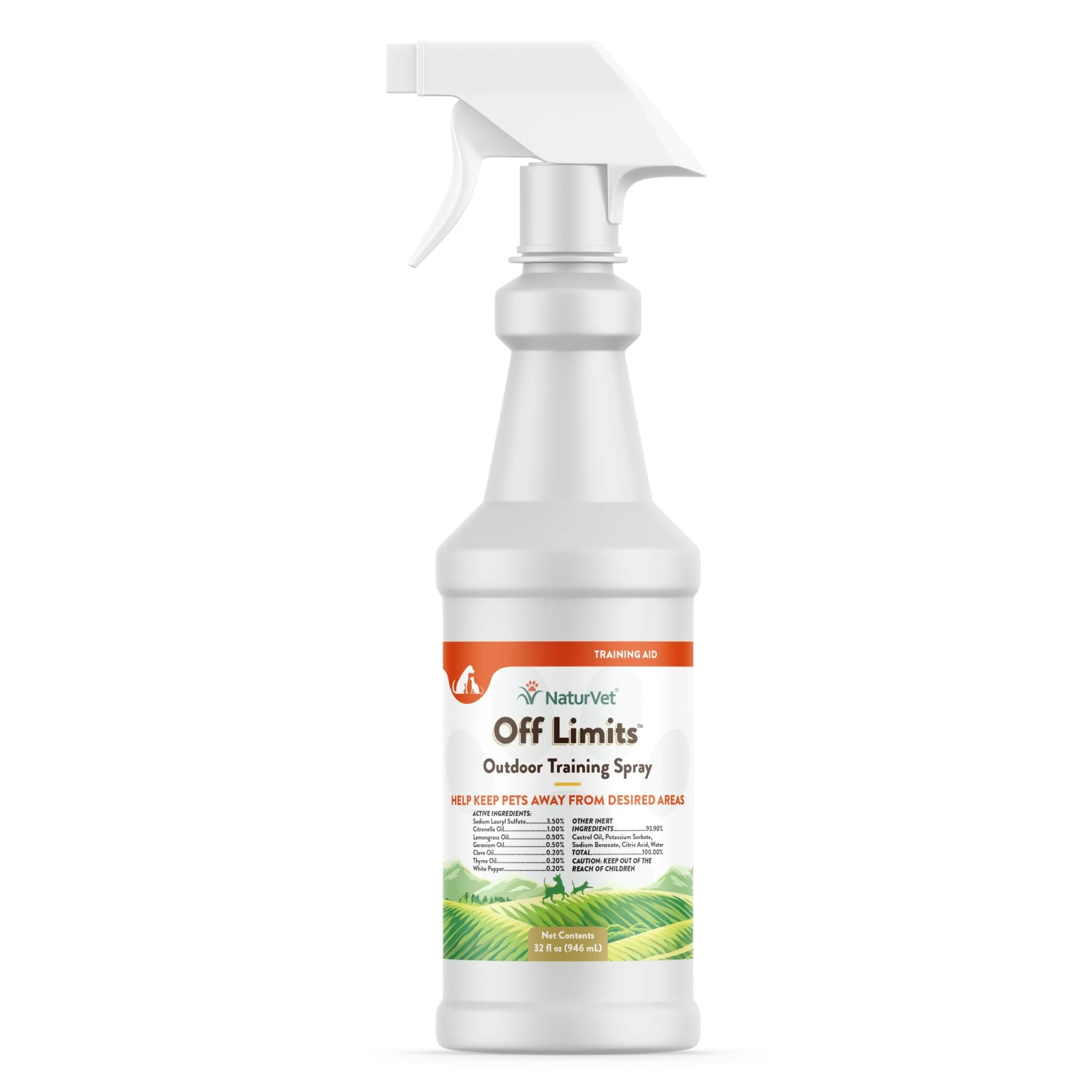 Proven NaturVet Off Limits Pet Training Spray for Dogs Cats – Deters Outdoor Areas Herbal Extracts 32 oz Smooth