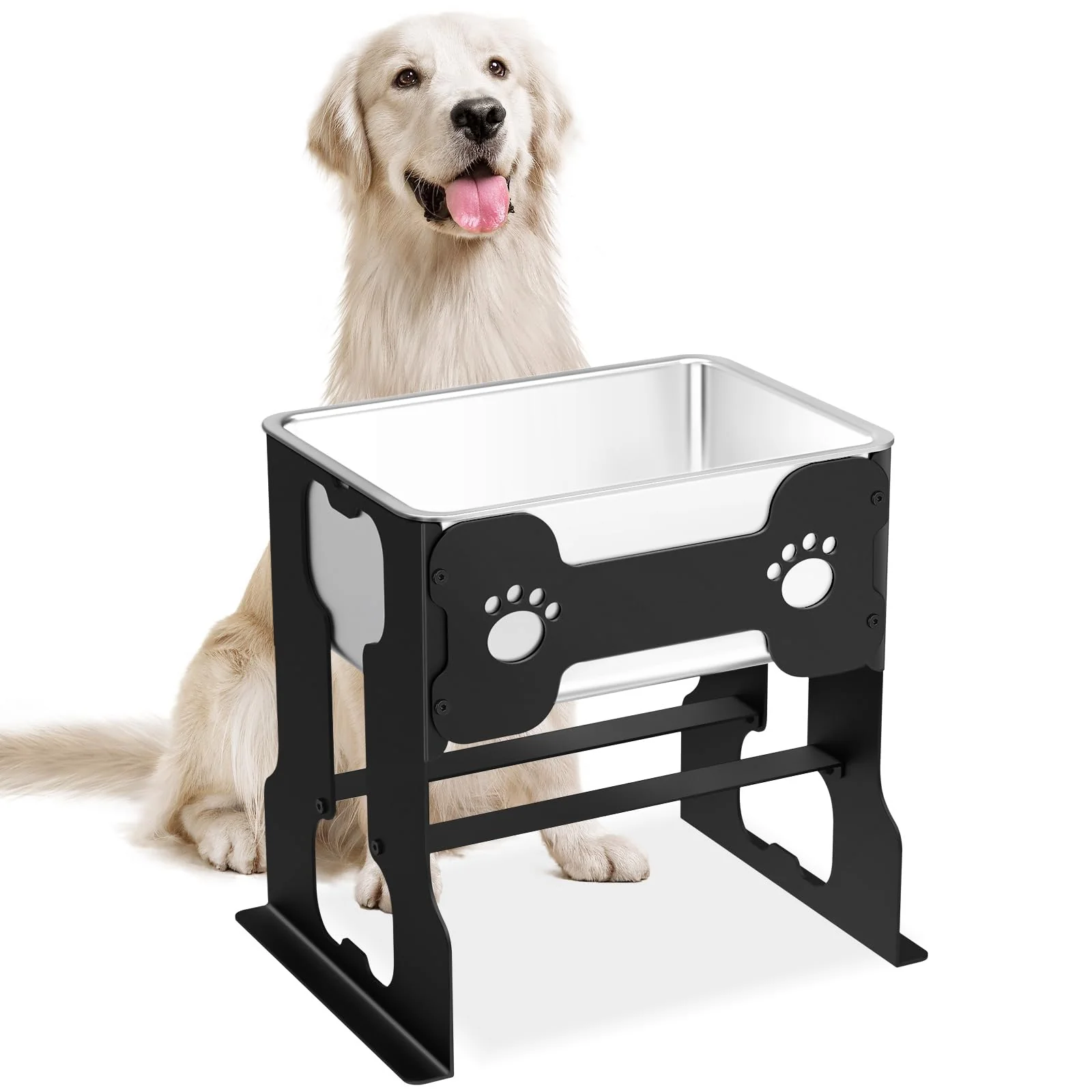 Proven Spacnom 2.4 Gallon d Large Dog Water Bowl with Full Metal Stand – 14.2-Inch Raised Stainless Bowl Practical