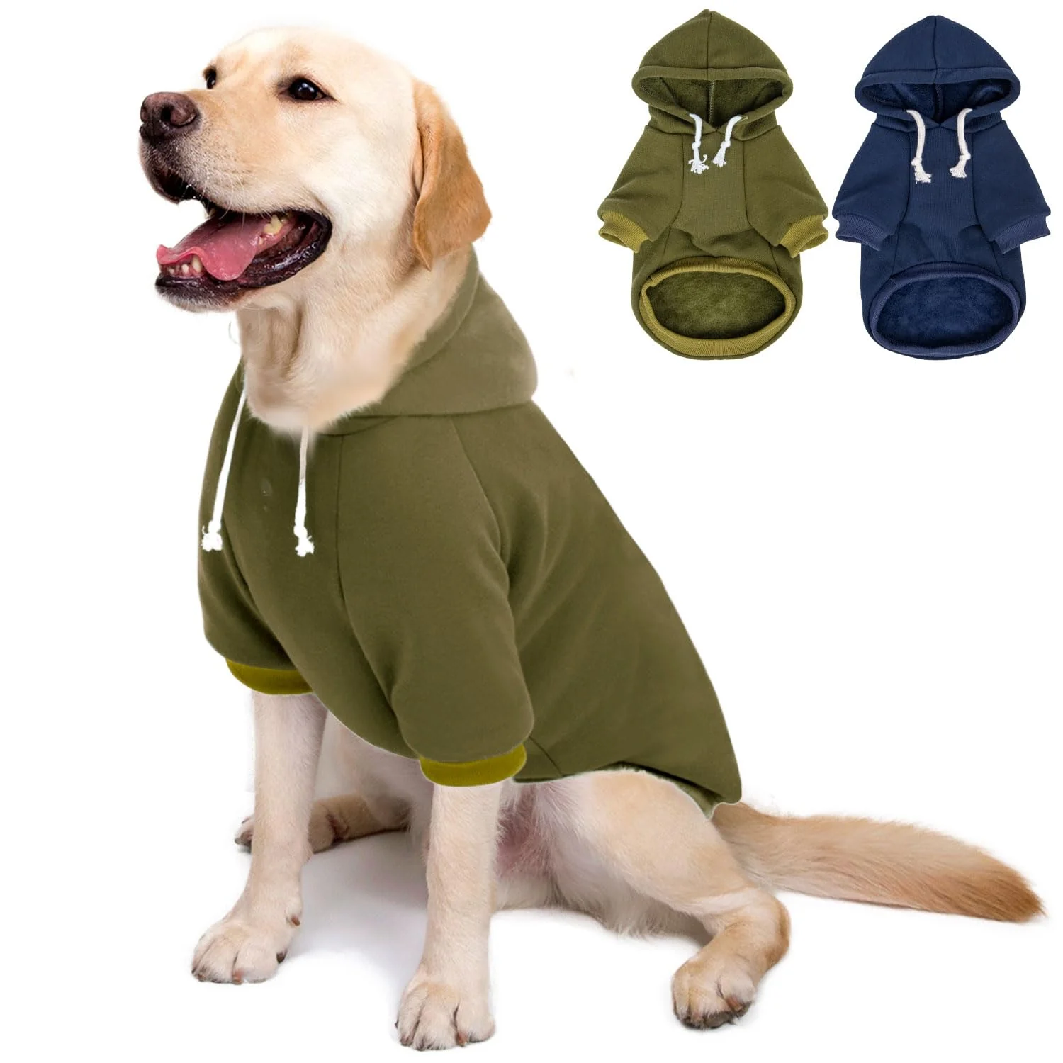 Traditional SEKUMDAN 2-Pack Dog Hooded Sweaters Jackets – All-Season Comfort Army Green Navy Durable