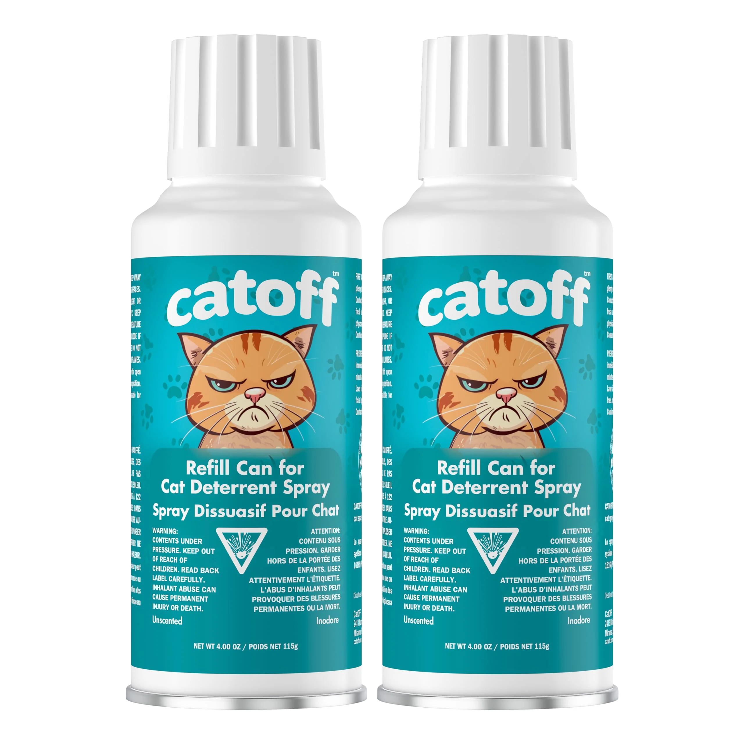 Solid CatOFF Pack of 2 Refills for SSSCAT Indoor Cat Deterrent Spray System — Made in USA 3.89 oz 115 ml Reliable
