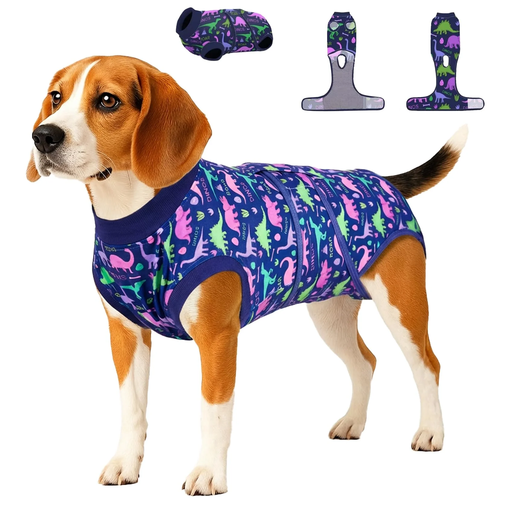 Modern PetWarm Dog Surgery Suit – Dinosaur Pattern Recovery Onesie Cone Innovative