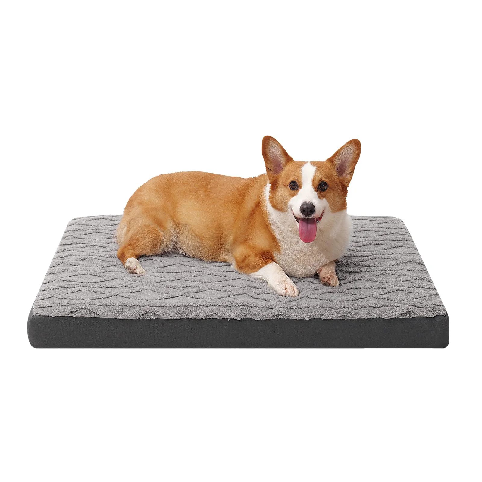 Excellent Maihandasi Orthopedic Dog Bed Large – Waterproof Plush Memory Foam Mattress for Crate 35×22 in Grey Enhanced
