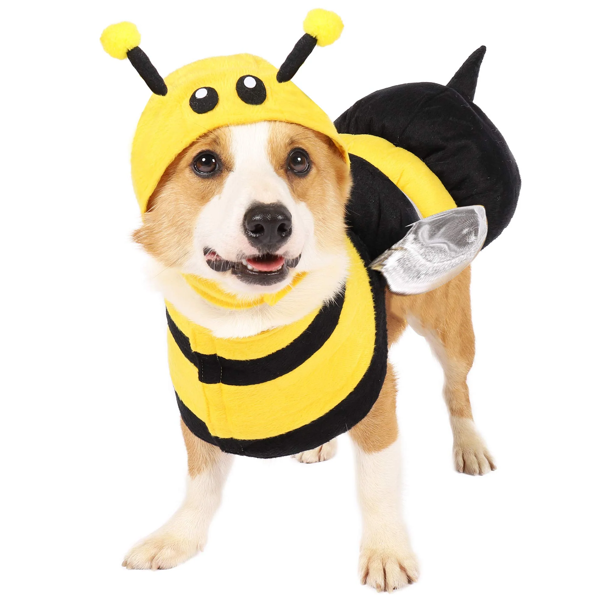 Relaxed Spooktacular Creations Pet Dog Bee Costume with 3D Bee Hat Silver Wings Small Reusable