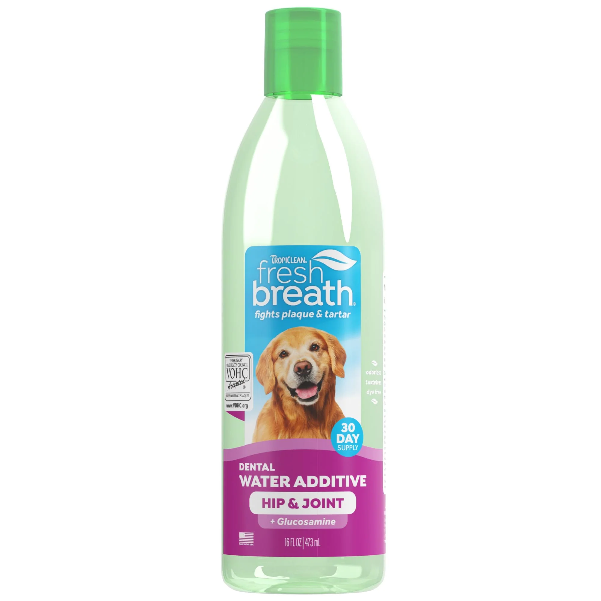 Breathable TropiClean Fresh Breath Water Additive for Dogs — Glucosamine Hip Joint Support 16oz Modern
