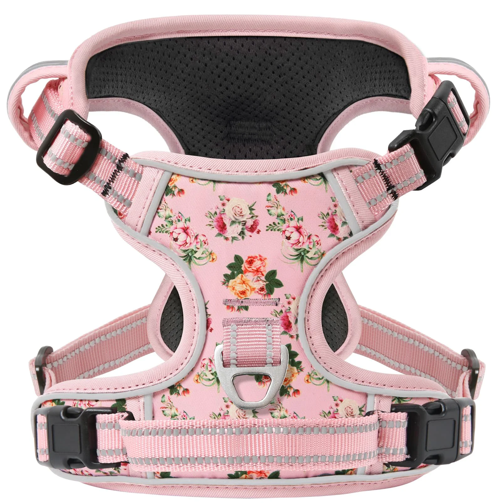 Excellent Timos No Pull Dog Harness – 3 Snap Buckles Front Back Clips Reflective Padding Pink S Minimalist