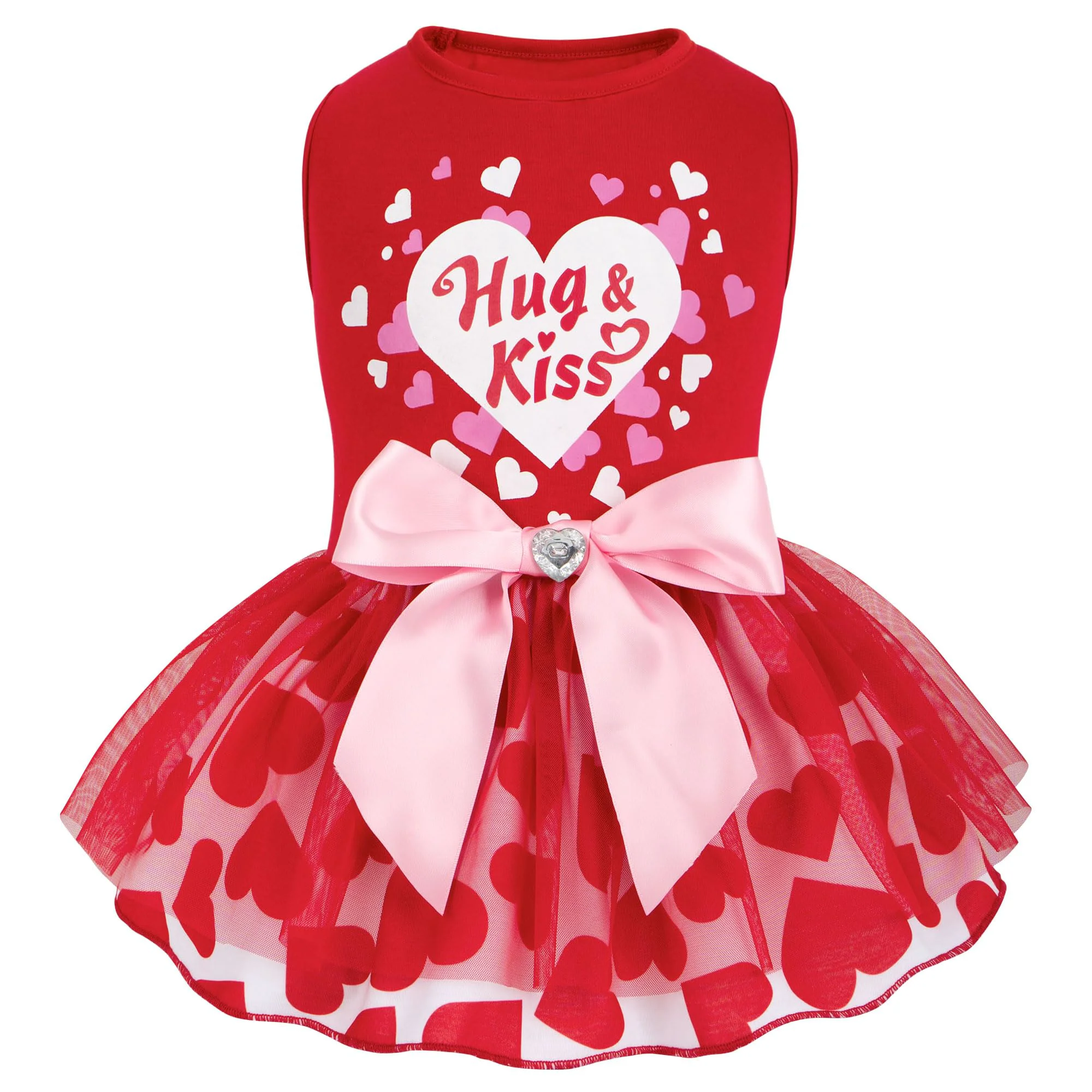 Proven cyeollo Valentine’s Day Dog Dress – Heart Print Tulle for Small Dogs Innovative