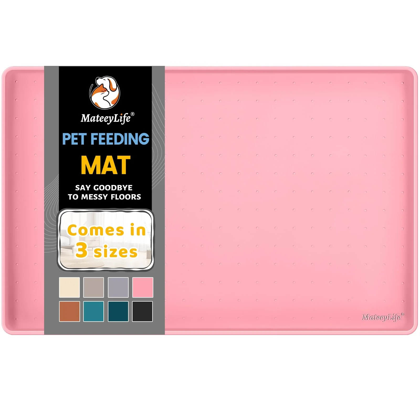 Selected MateeyLife Silicone Cat Dog Food Mat for Floors — Waterproof Anti-Slip Eco-Friendly