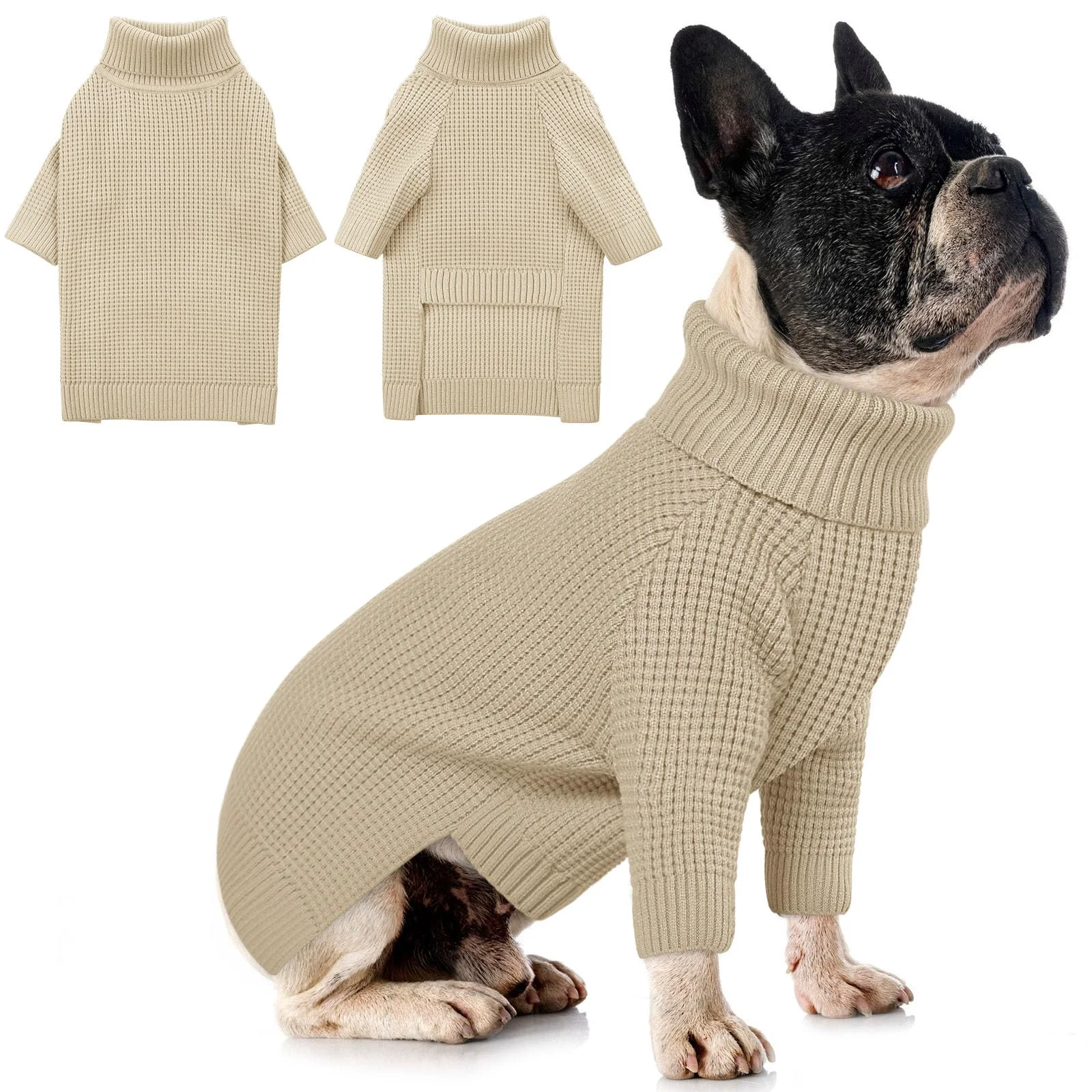 Proven Queenmore Apricot XS Dog Sweater – Turtleneck Waffle Knit for Small Dogs Effective