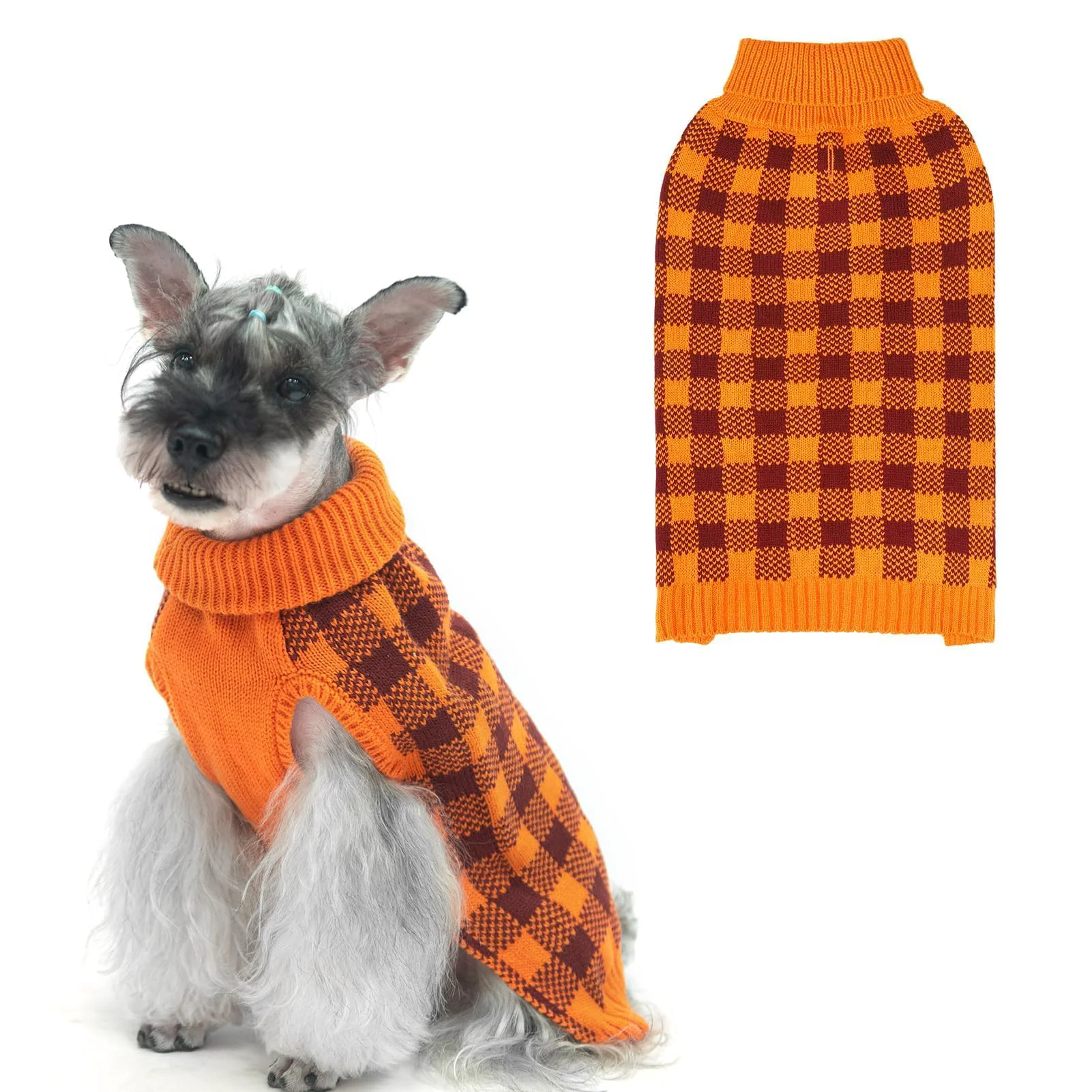 Expertly Made PUPTECK Dog Sweaters for All Sizes – Fall Classic Plaid Winter Coat Smooth